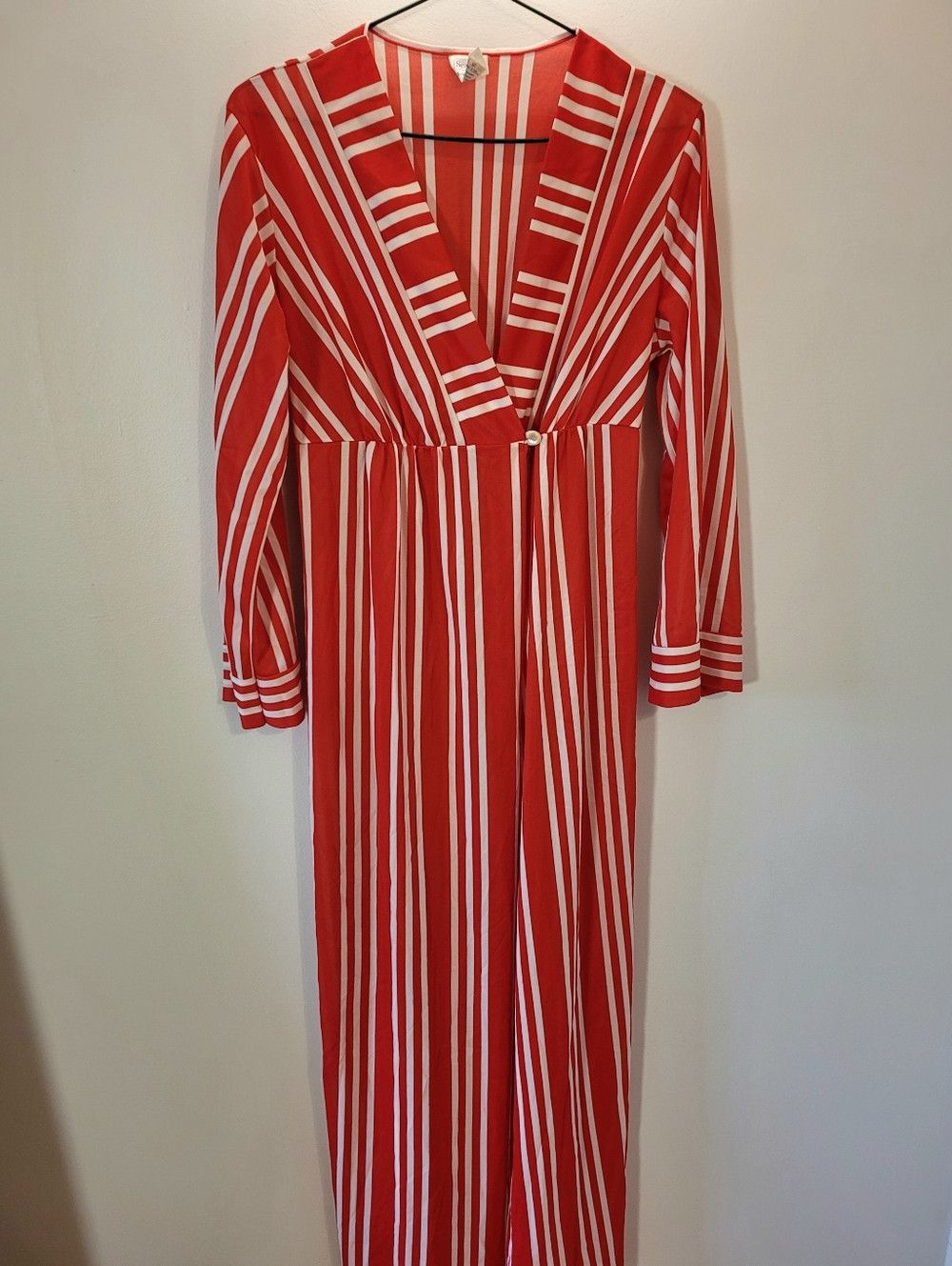 Sears Sears Vintage Retro Red and White Striped Long Robe - Size S Size S / US 4 / IT 40 - 3 Thumbnail