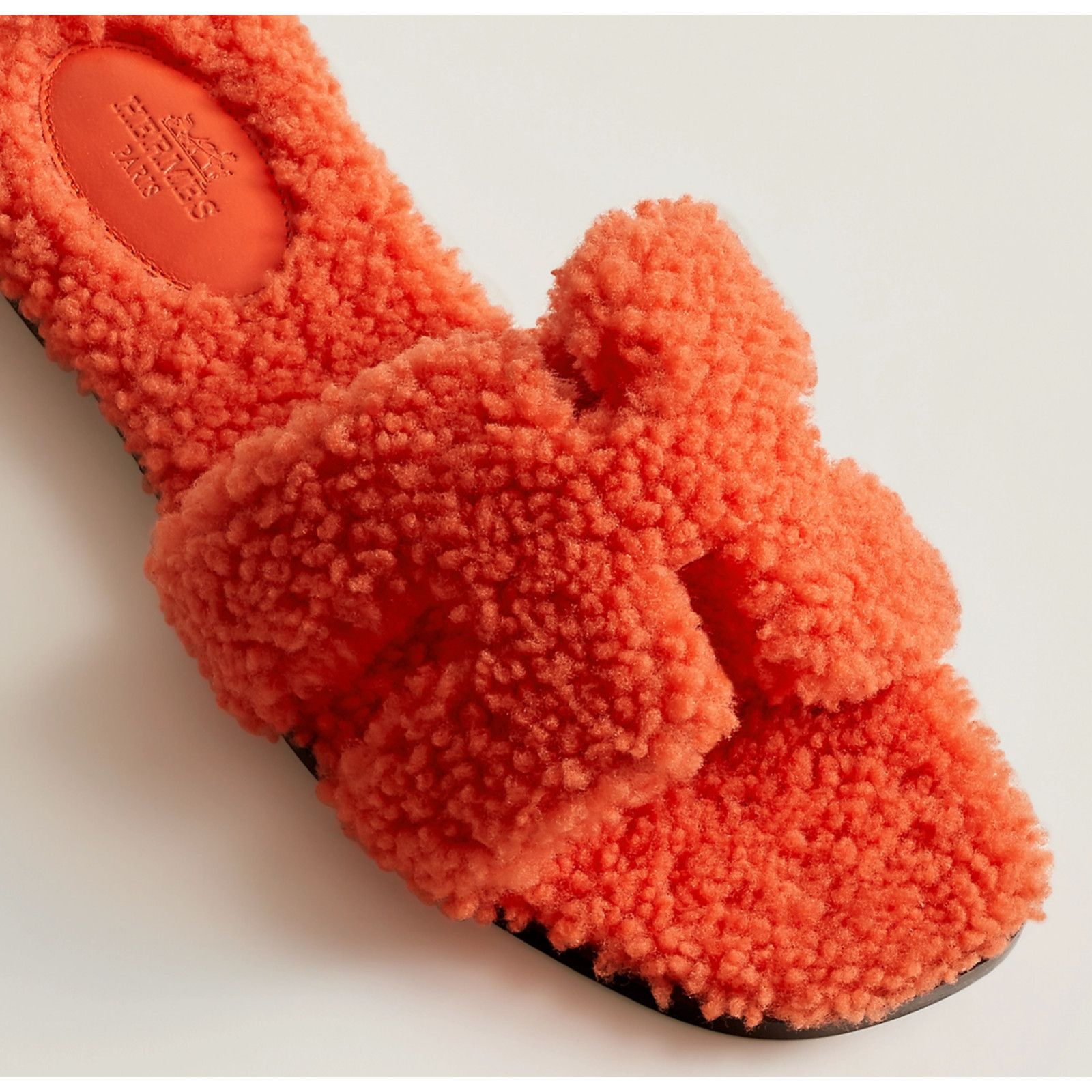 Hermes Hermes Oran Teddy Shearling Fur Orange H Logo Slide Size US 6.5 / IT 36.5 - 6 Thumbnail