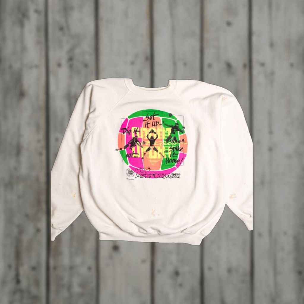 X-LARGE VINTAGE Top Performer Sweatshirt UNISEX Adults X-Large White 80s Retro Size US XL / EU 56 / 4 - 1 Thumbnail