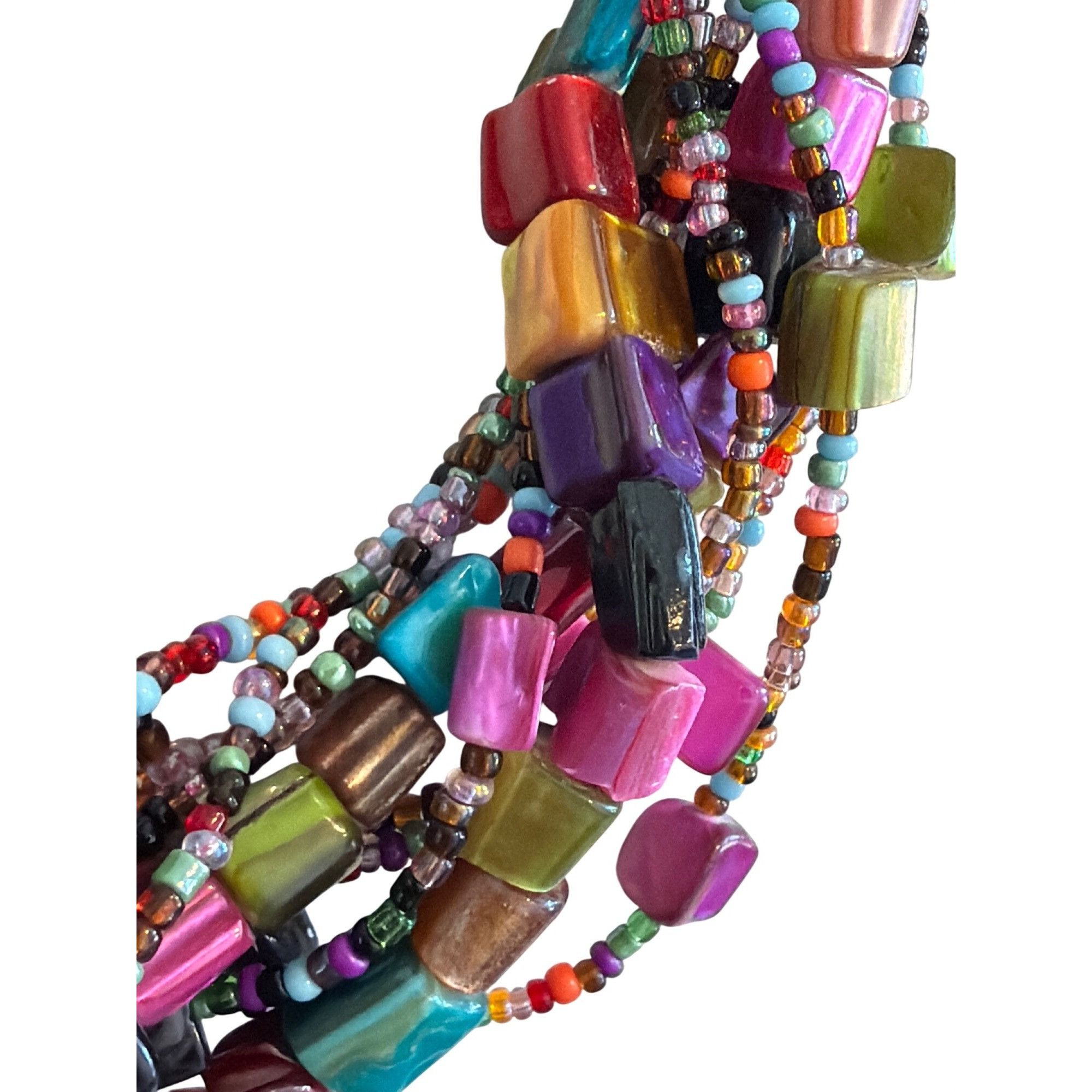 Other Vtg Multicolor Layered Beaded Necklace Chunky Seed Beads Dye Size ONE SIZE - 2 Thumbnail