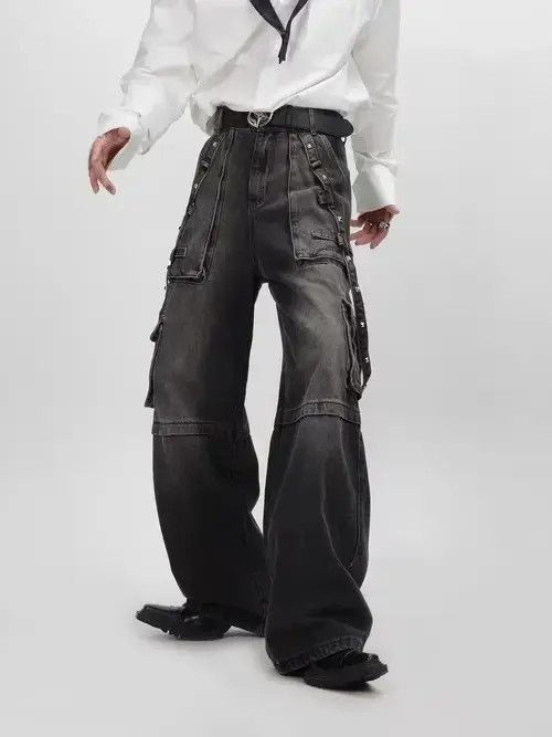 Other Retro deconstructed punk distressed style heavy-duty jeans Size US 32 / EU 48 - 1 Thumbnail