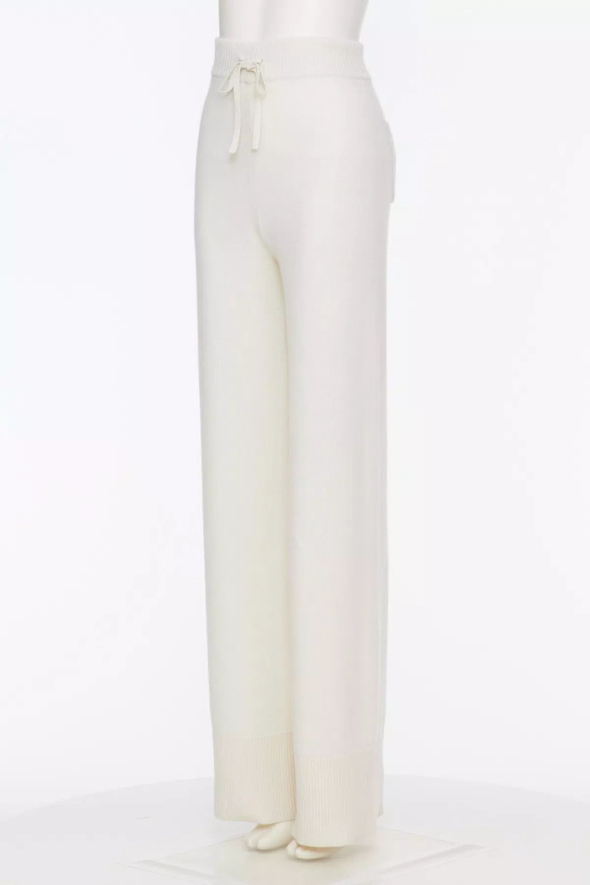 Valentino o1s1wg110426 Cashmere Trousers With Elastic Waistband Ivory Size 30" / US 8 / IT 44 - 2 Thumbnail