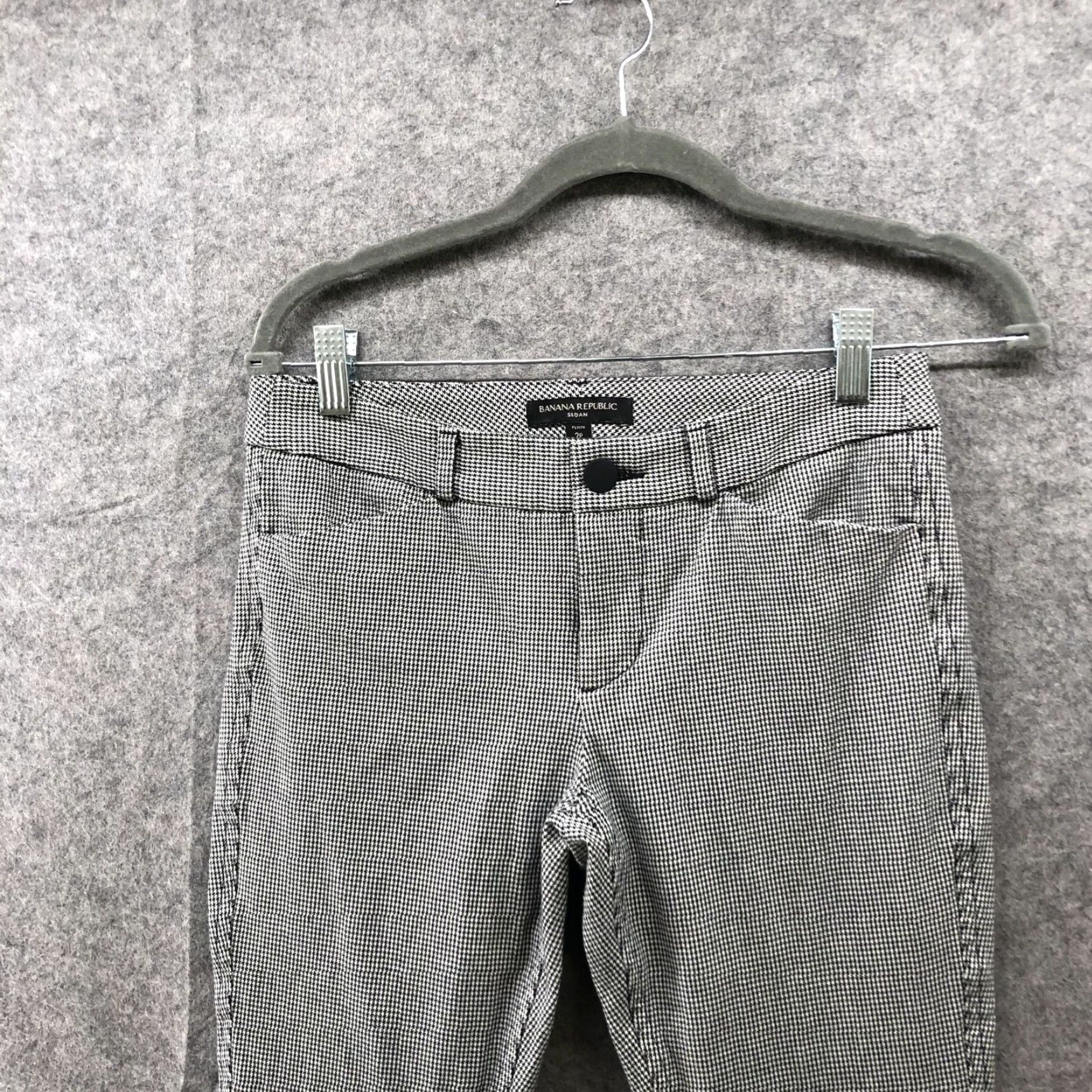 Banana Republic VINTAGE Banana Republic Sloan Houndstooth Pants Womens 2P Flare Crop Black White Size 26" / US 2 / IT 38 - 3 Thumbnail