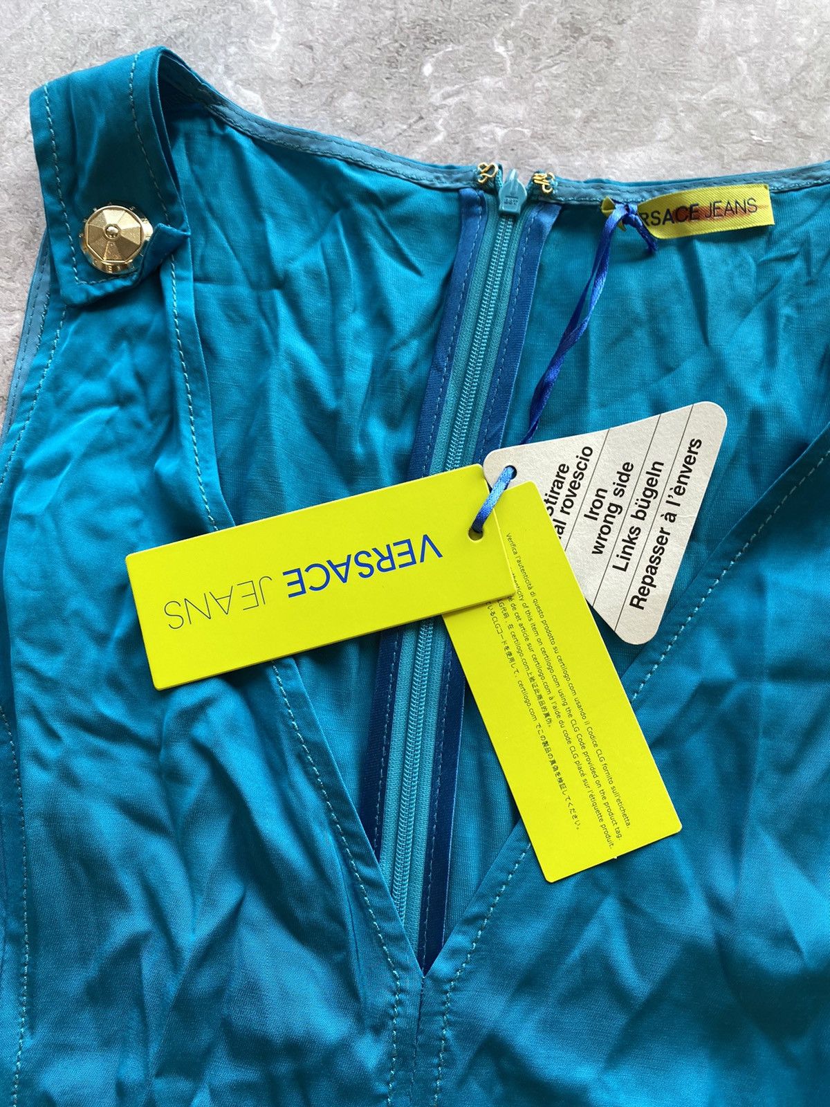 Designer × Versace × Versace Jeans Couture RRP 400€! New Versace Jeans Couture Blue Midi Dress Luxury Size M / US 6-8 / IT 42-44 - 6 Thumbnail