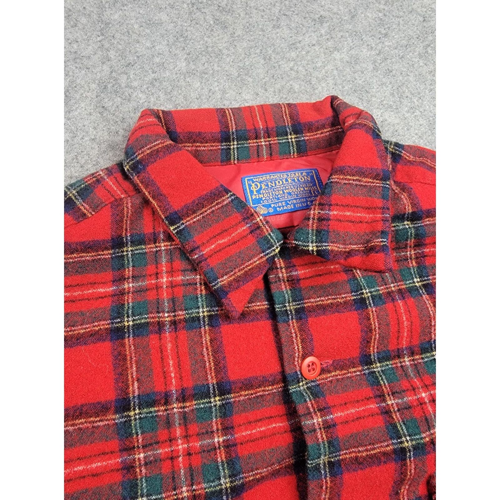 Pendleton VINTAGE Pendleton Shirt Mens Large Red Wool Plaid Flannel Royal Stewart Tartan USA Mens Large Red Wool Flannel Shirt Size US L / EU 52-54 / 3 - 2 Thumbnail
