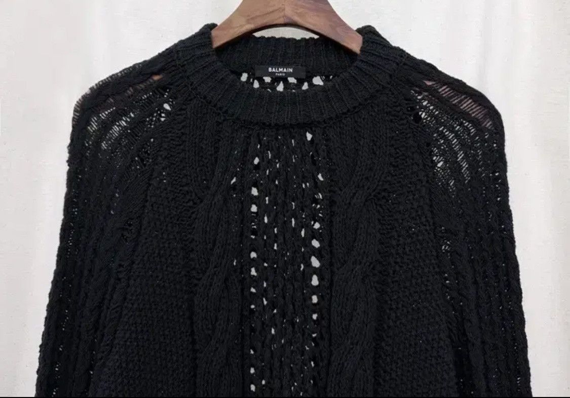 Balmain Balmain Mens Destroyed See-Through Cable Knit Size US M / EU 48-50 / 2 - 4 Thumbnail