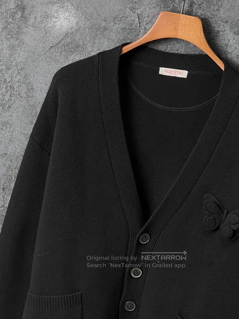 Valentino Black sheep wool knitted cardigan
