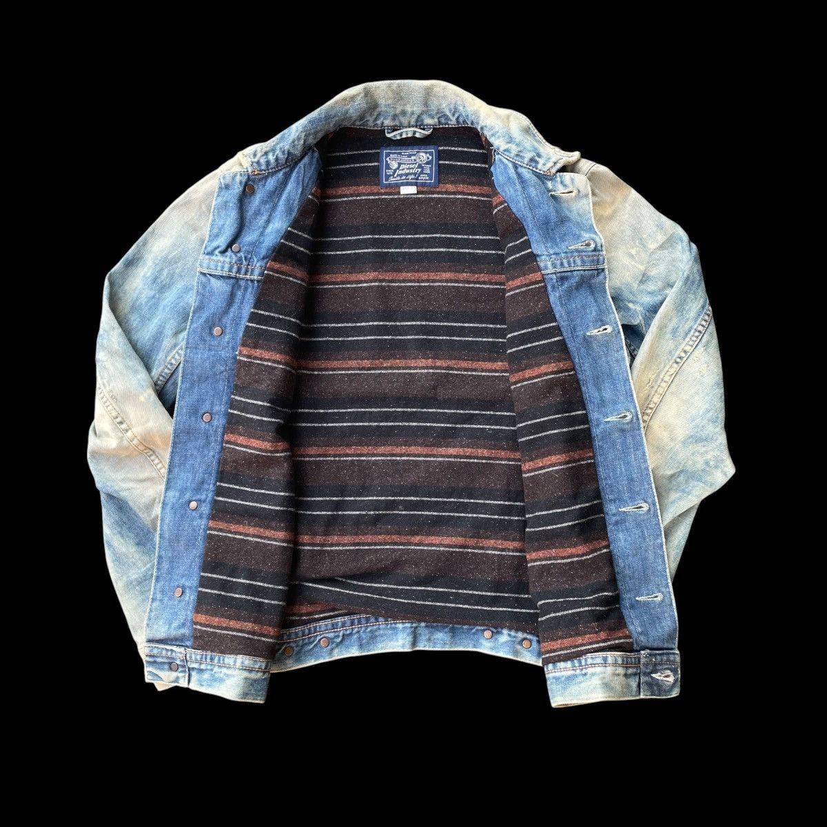 Diesel VINTAGE DIESEL LEATHER PILE BLANKET LINED DENIM JACKET Size US S / EU 44-46 / 1 - 4 Thumbnail