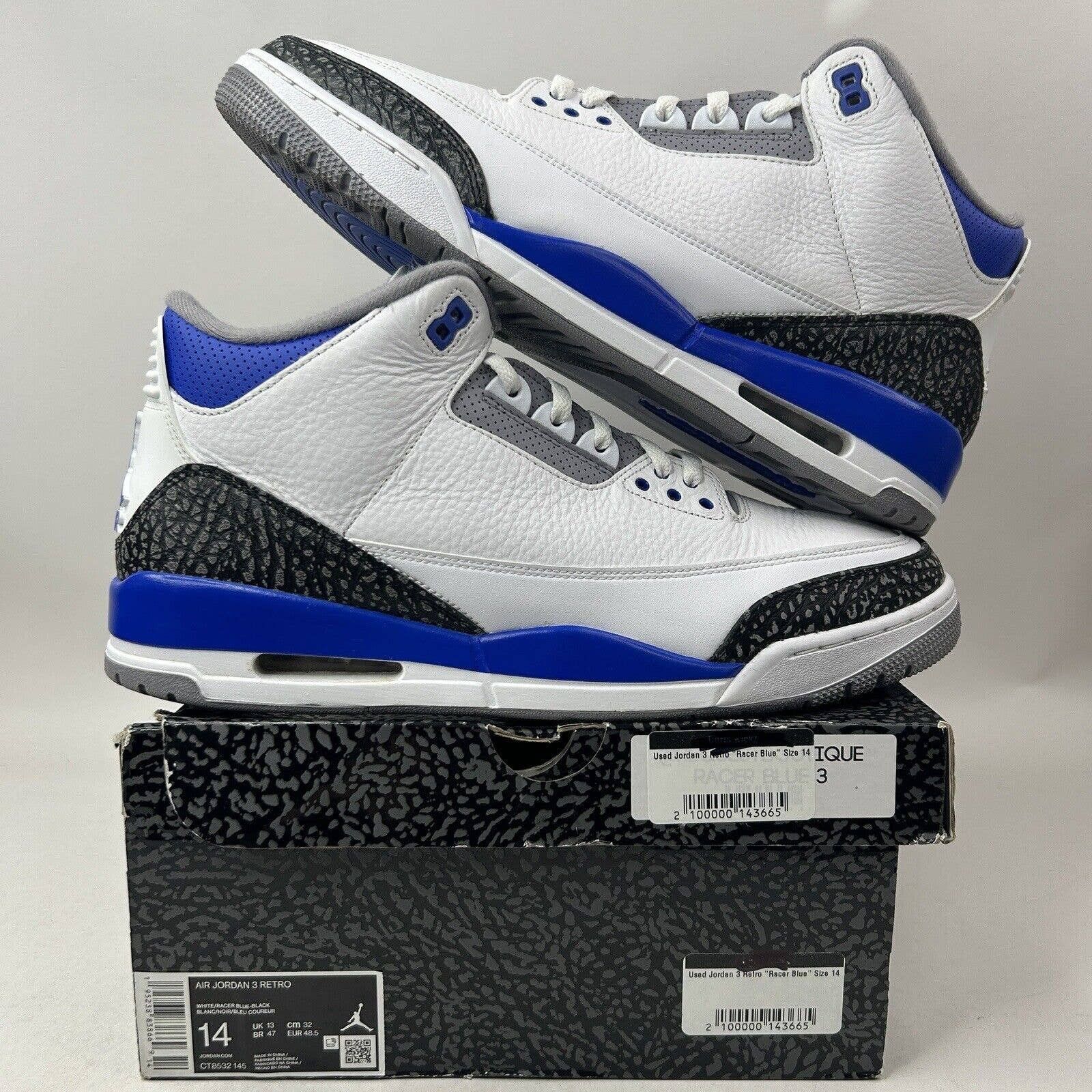 image of Nike Air Jordan 3 Retro "racer Blue White" 2023 Shoes, Men's (Size 14)