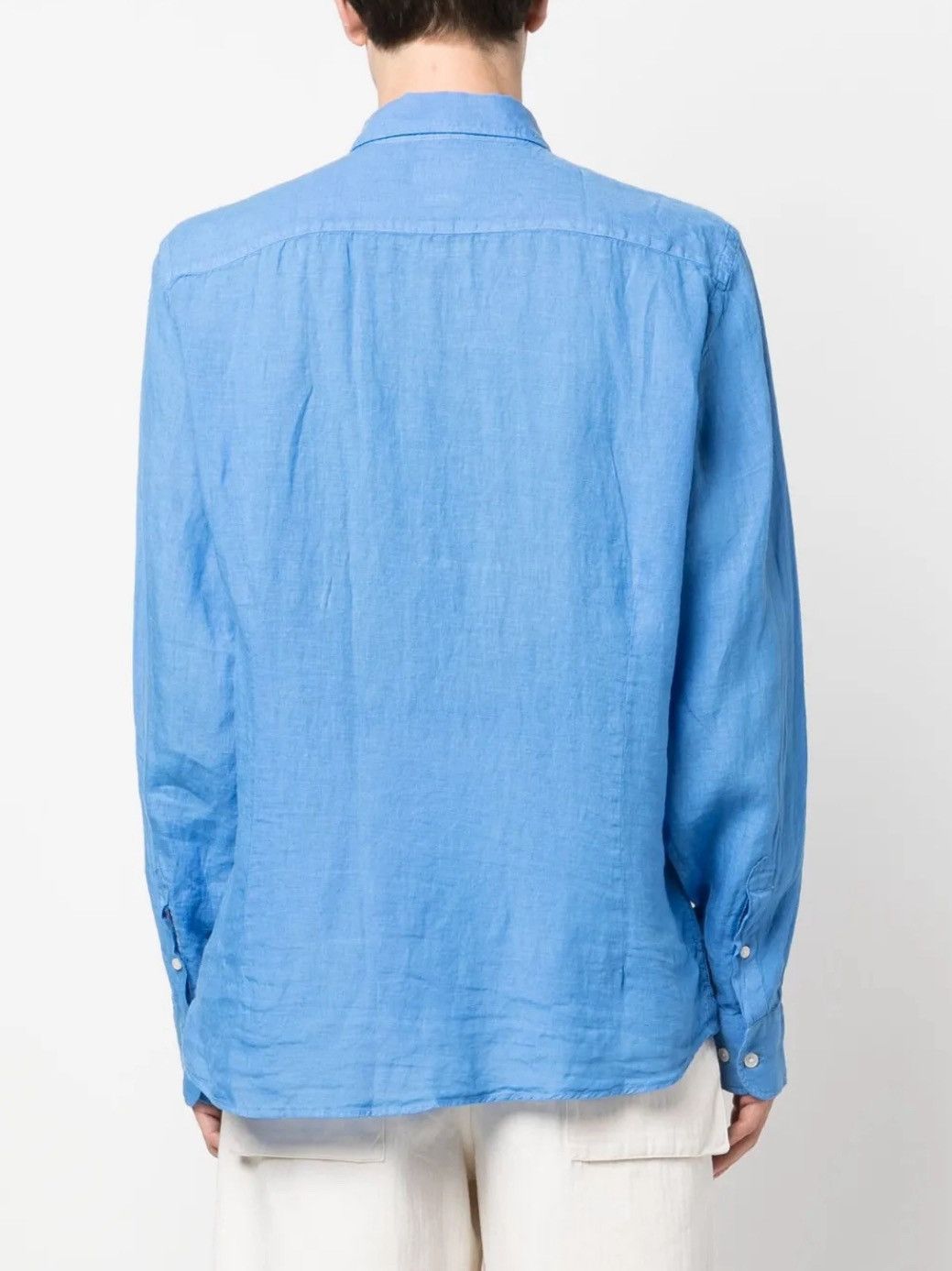 Hackett Hackett Logo-Embroidered Linen Shirt Blue XL Size US XL / EU 56 / 4 - 3 Thumbnail