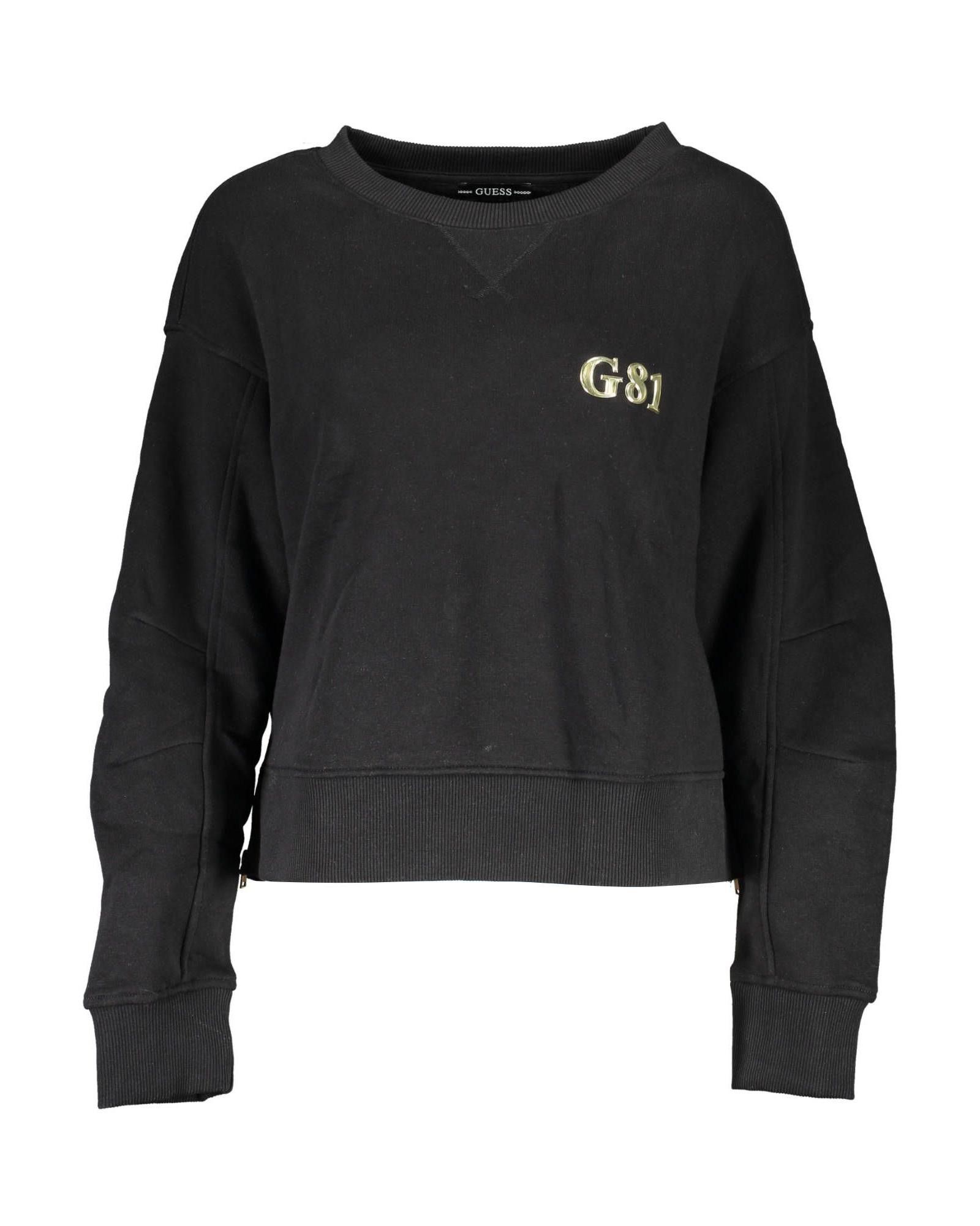image of Guess Organic Cotton Black Sweater With Side Zips, Women's (Size Medium)