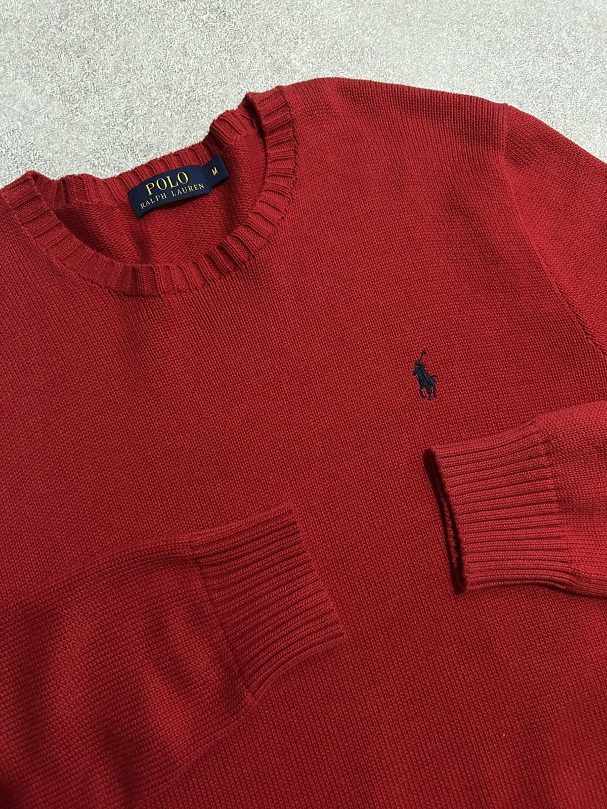 Polo Ralph Lauren × Vintage Polo Ralph Lauren 100% Cotton Basic Red Sweater Crewneck Size US M / EU 48-50 / 2 - 3 Thumbnail