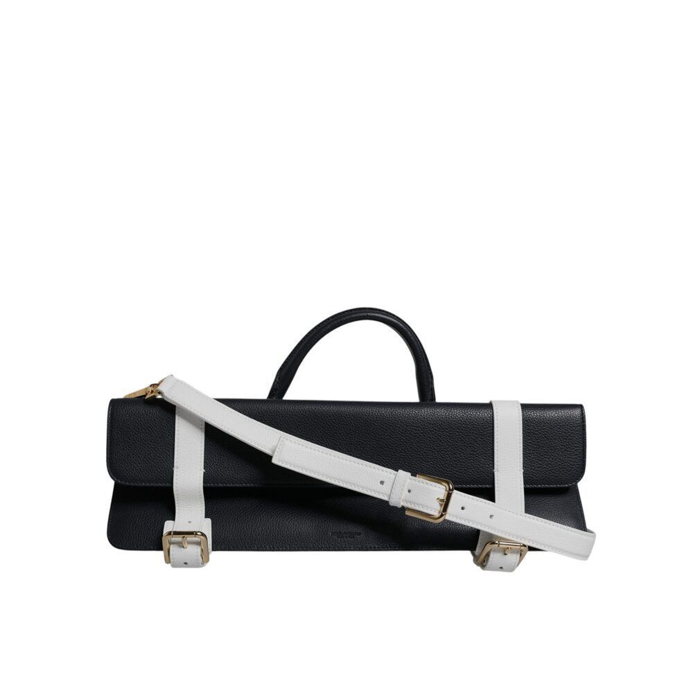 Dolce & Gabbana Blue White Calfskin Leather Crossbody Should