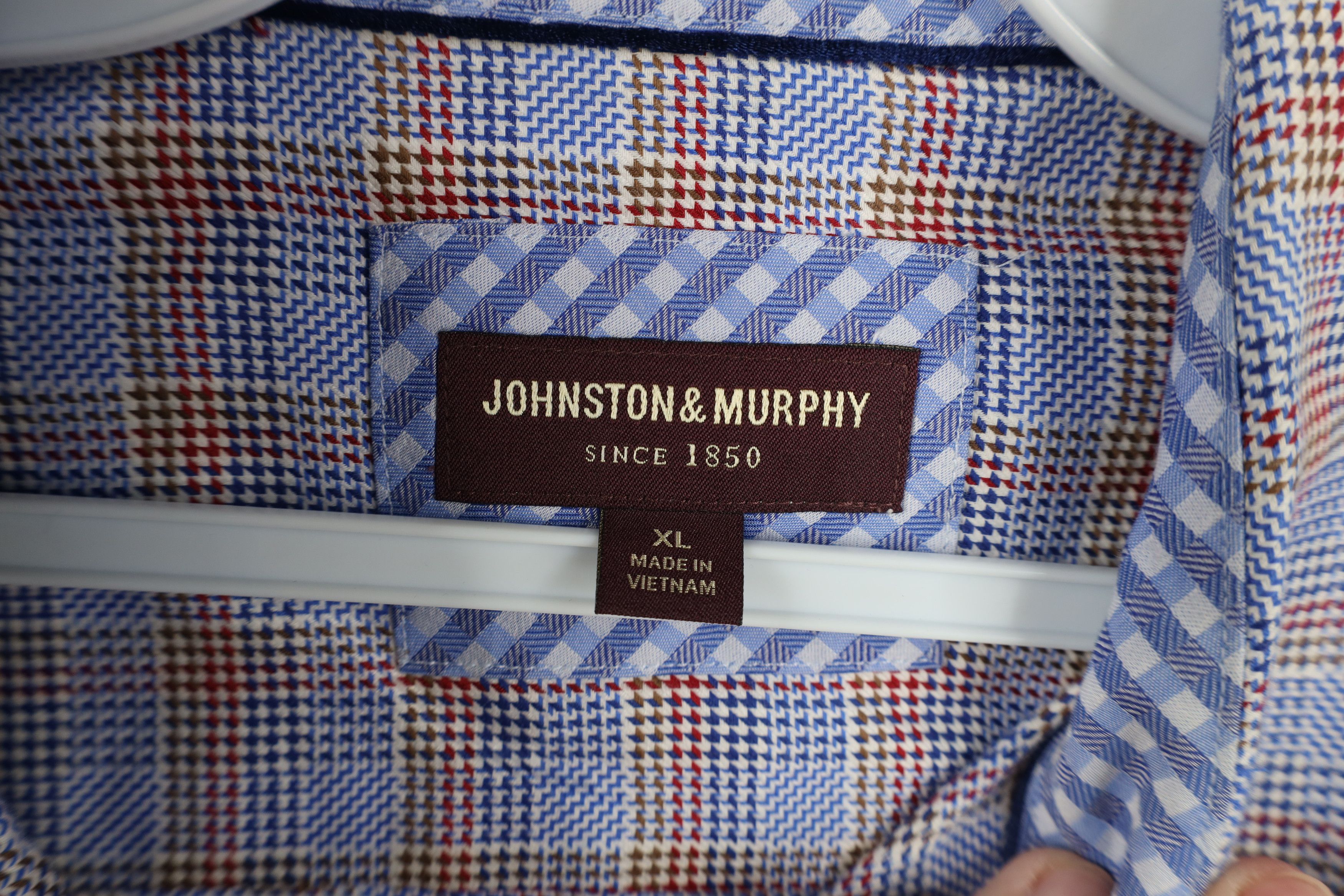 Johnston & Murphy Johnston & Murphy Houndstooth Collared Button Shirt Cotton Size US XL / EU 56 / 4 - 9 Thumbnail
