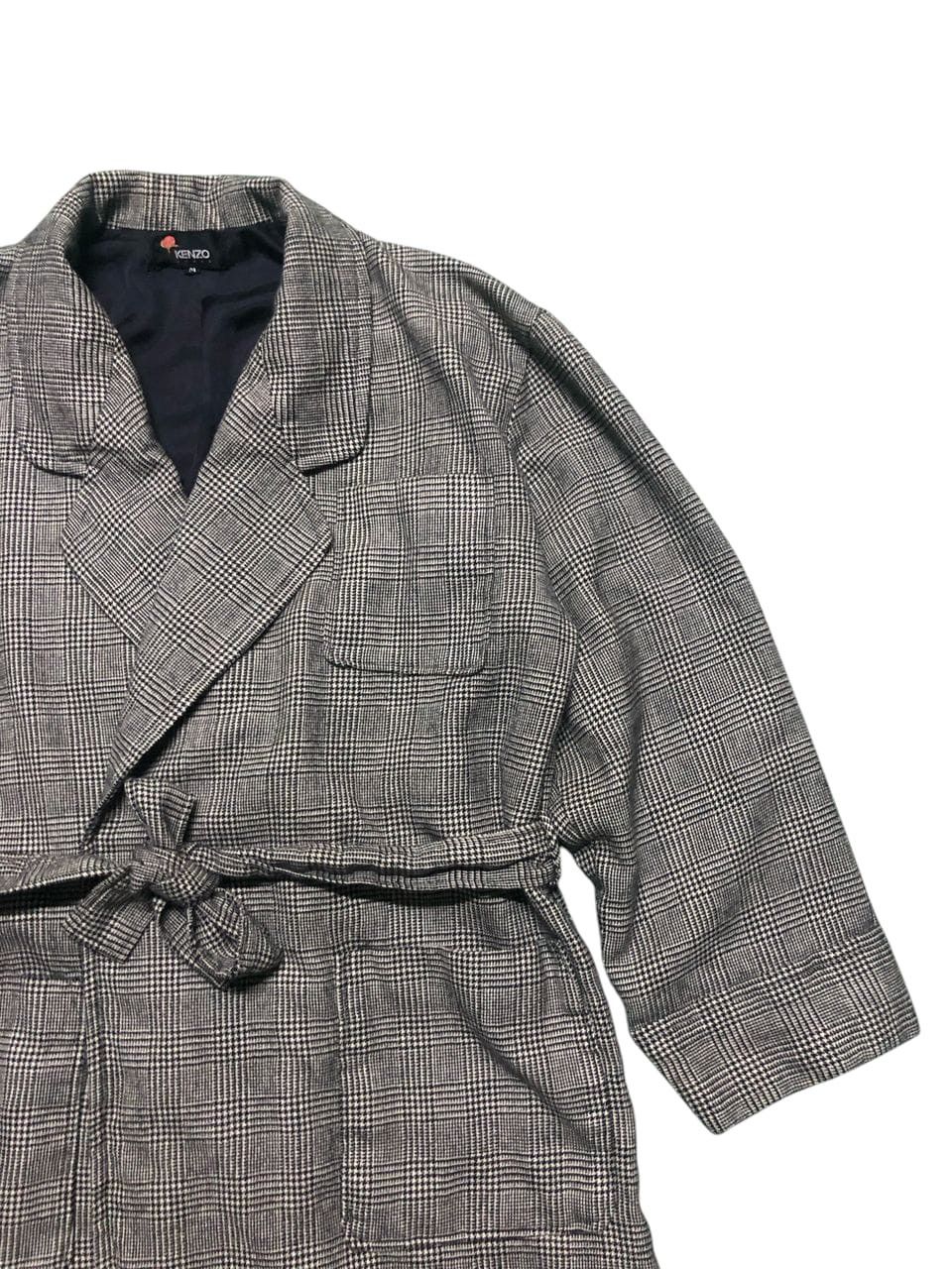 Kenzo × Vintage VINTAGE KENZO PARIS ROBE CHECKED BELTED BUTTONLESS LONG COAT Size US M / EU 48-50 / 2 - 6 Thumbnail