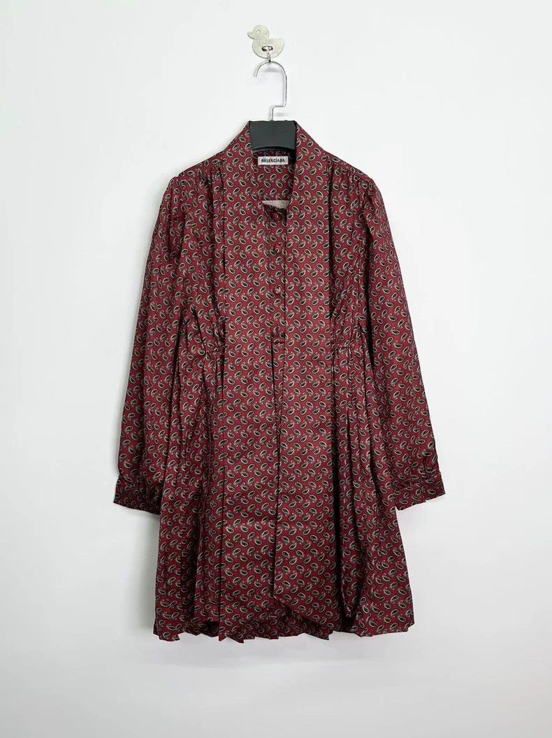 Balenciaga Balenciaga size 34 Burgundy cashew flower logo print full Size S / US 4 / IT 40 - 1 Thumbnail