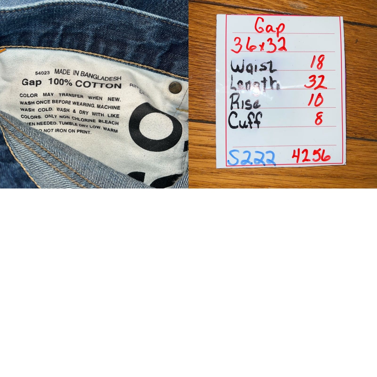 Gap Gap Men's Straight Leg Blue Denim Jeans Size 36x32 - Low Rise Stretch Classic Fit Size US 36 / EU 52 - 8 Thumbnail