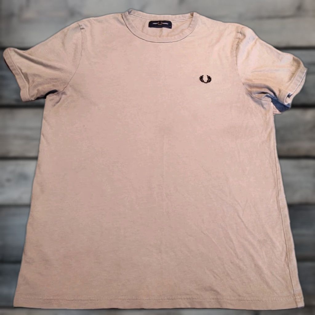 Fred Perry VINTAGE Fred Perry Men's T-Shirt Short Sleeve Crew Neck 100% Cotton All Seasons Grayish Green Medium Size US M / EU 48-50 / 2 - 1 Thumbnail