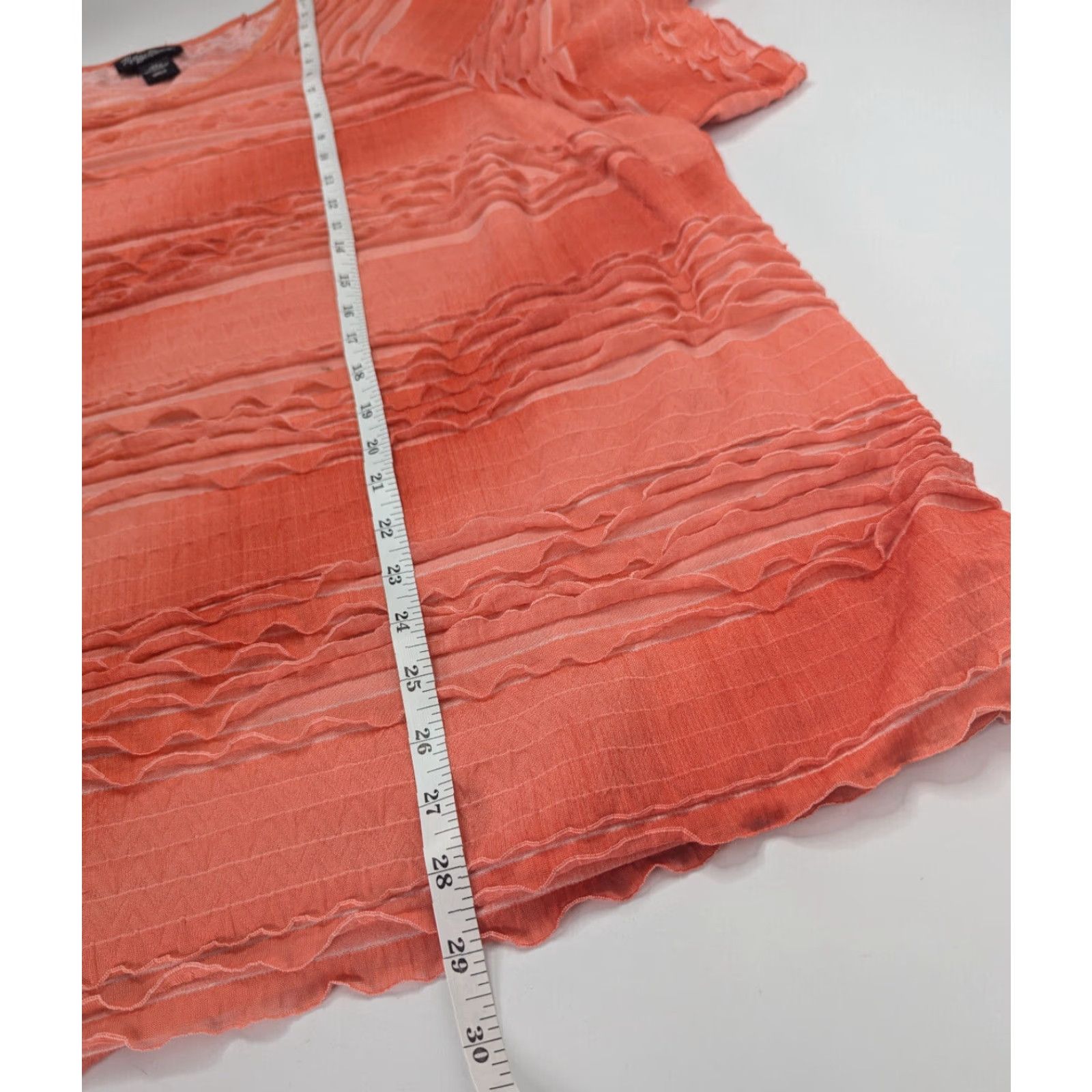Vintage Maggie Barnes Shirt Woman's 3X Orange Short Sleeve Boho Ruffle Blouse Plus Knit Top Womens Size XXL / US 16-18 / IT 52-54 - 3 Thumbnail