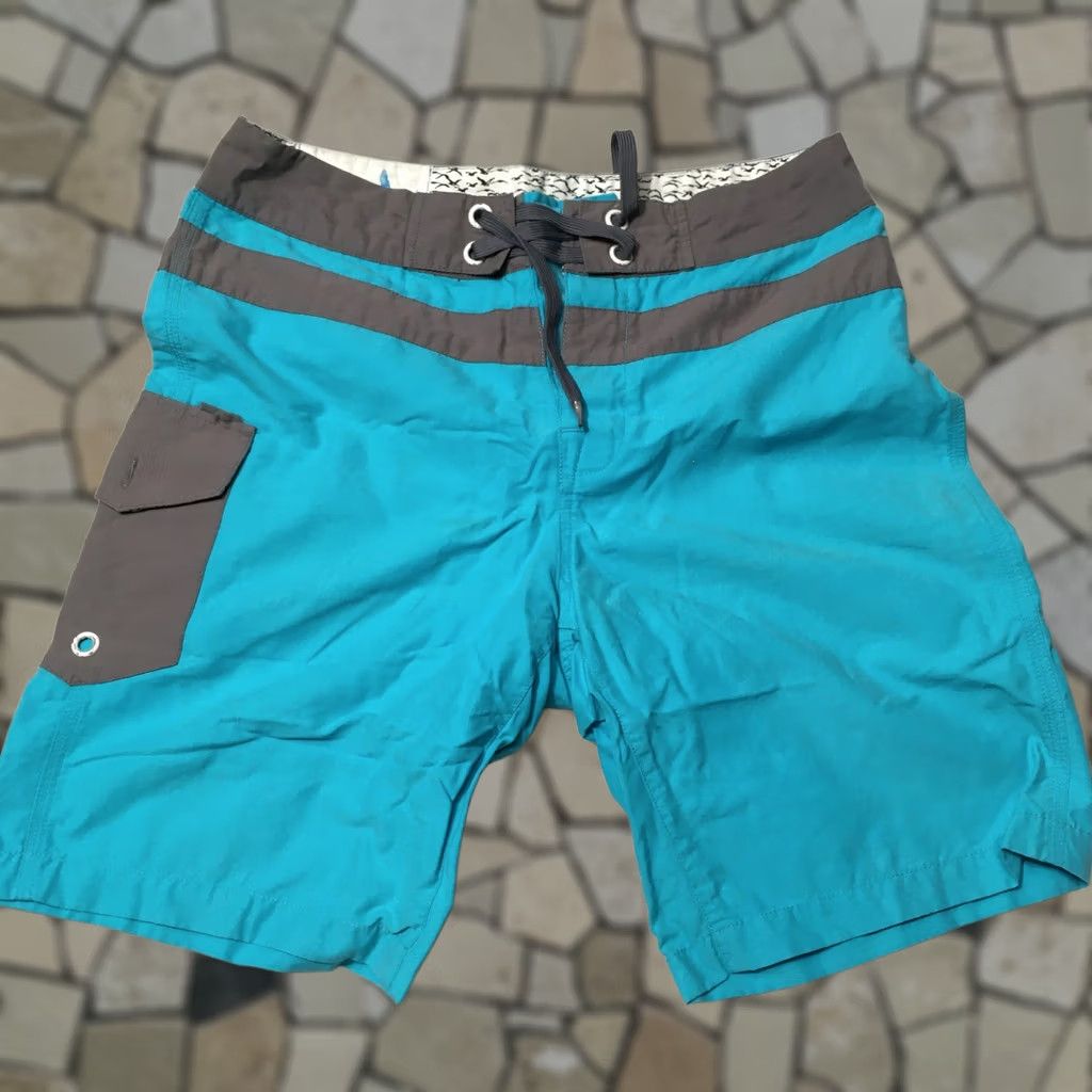 Vintage Loomstate Pontus Blue Mens S Board Shorts Swim Quick Dry Pockets Bottom Streets Fish 90s? Size US 29 - 1 Thumbnail
