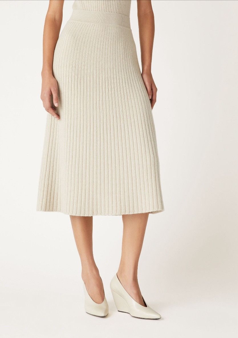 Loro Piana o1srvl11e0725 FAO2844 Baby Cashmere Midi Skirt in White Size 28" / US 6 / IT 42 - 5 Thumbnail