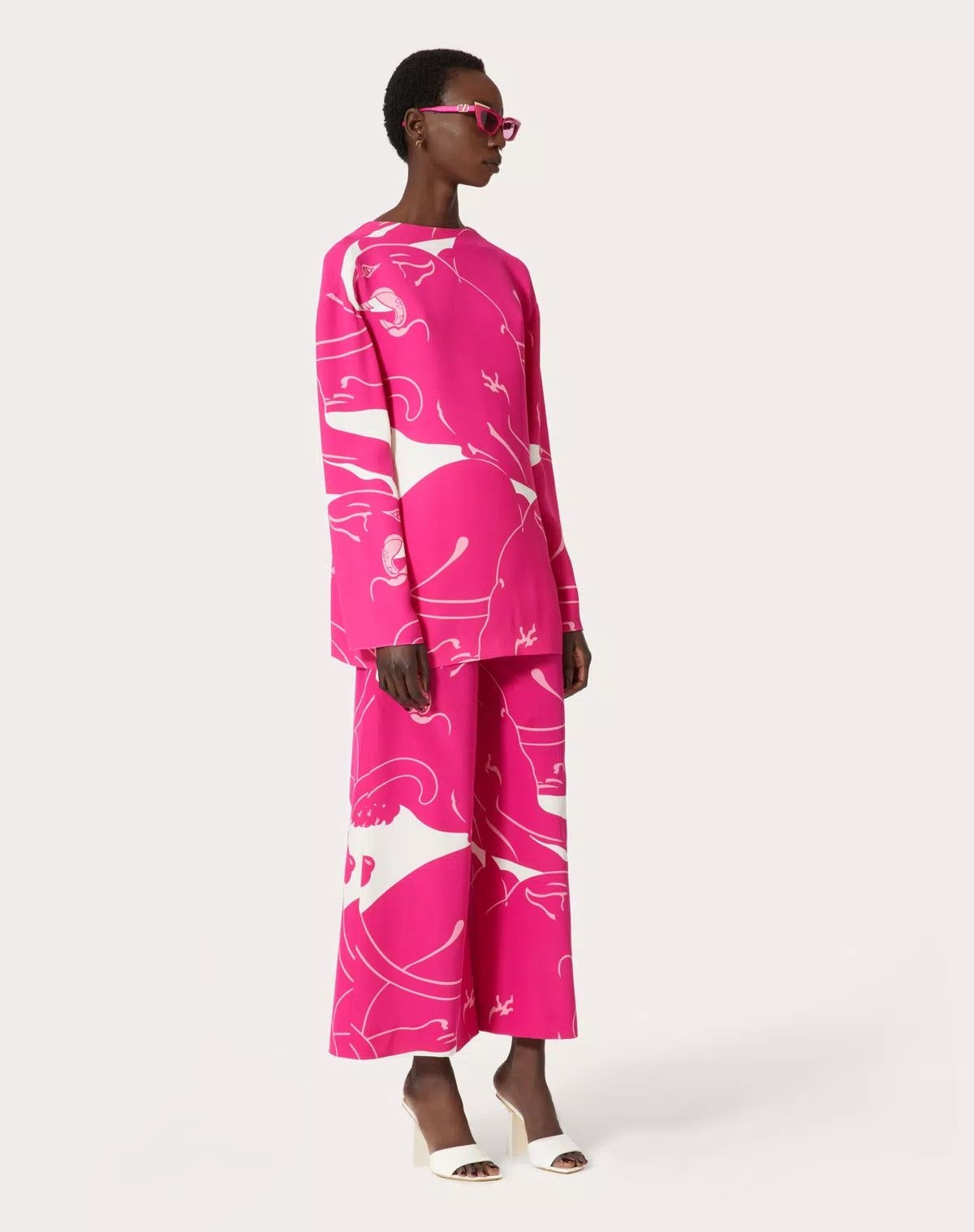 Valentino o1s1wg110625 Cady Panther Trousers in Pink Size 27" / US 4 / IT 40 - 6 Thumbnail