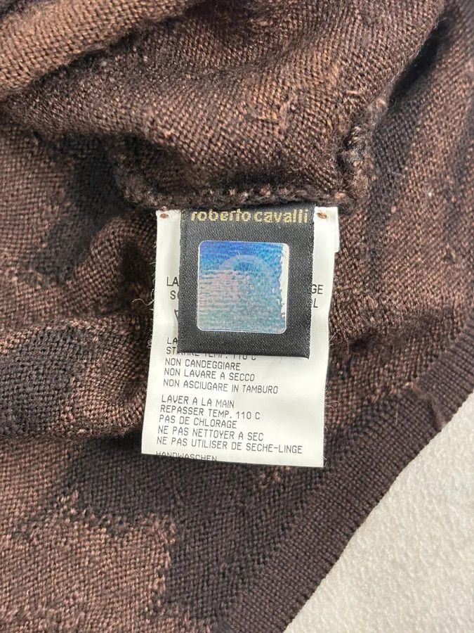 Roberto Cavalli 2000s Roberto Cavalli Brown Wool V Neck Gradient Wavy Sweater Size M / US 6-8 / IT 42-44 - 9 Thumbnail