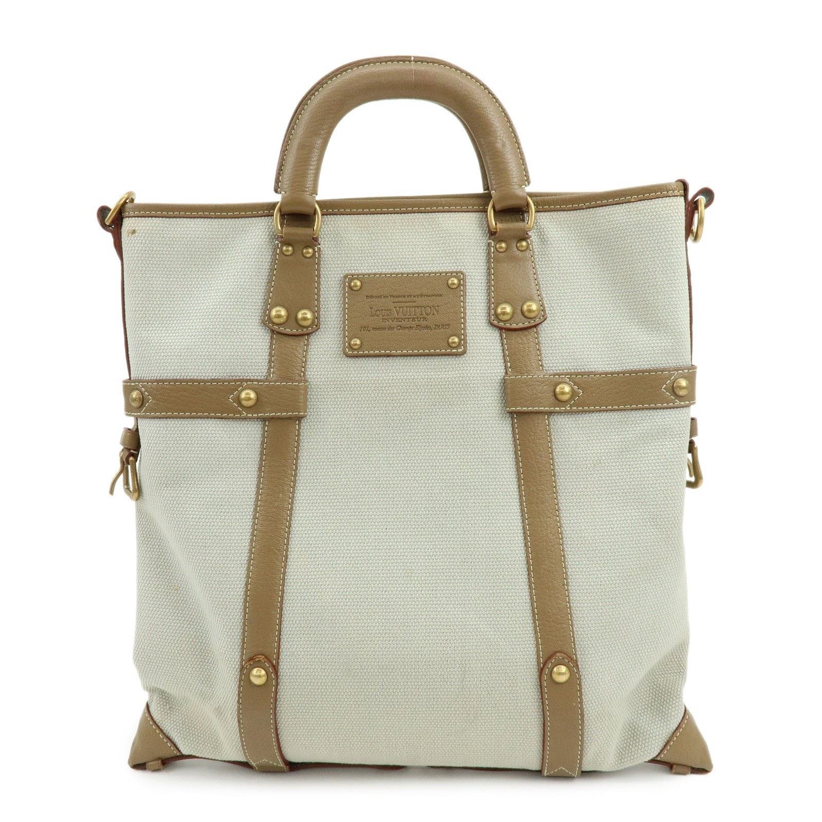 Louis Vuitton Louis Vuitton Antigua Poaplum GM Canvas & Leather Tote White Size ONE SIZE - 1 Thumbnail