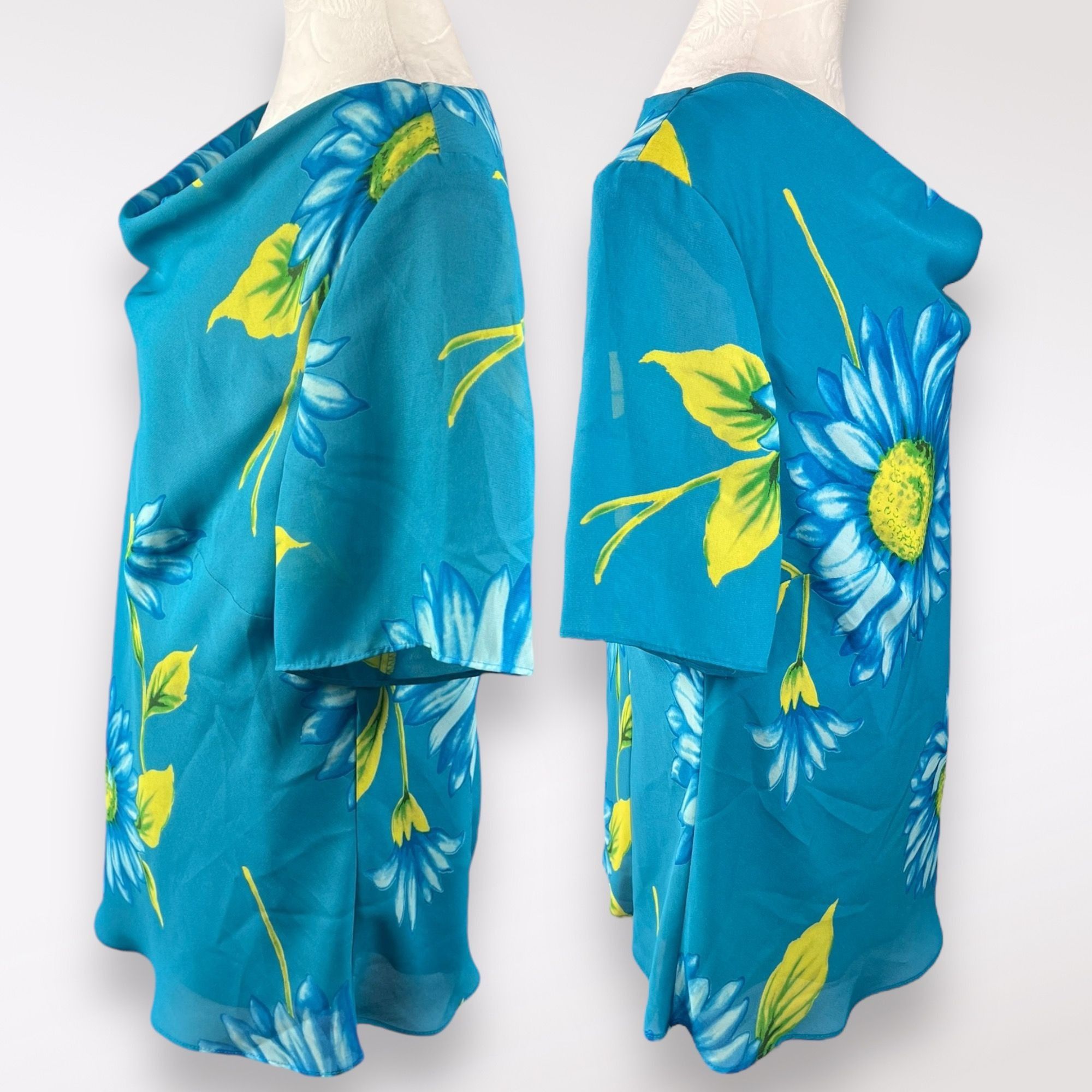 Designer VTG Dressbarn Short Sleeve Floral Blouse Cowl Neck 14 W Size XL / US 12-14 / IT 48-50 - 5 Thumbnail