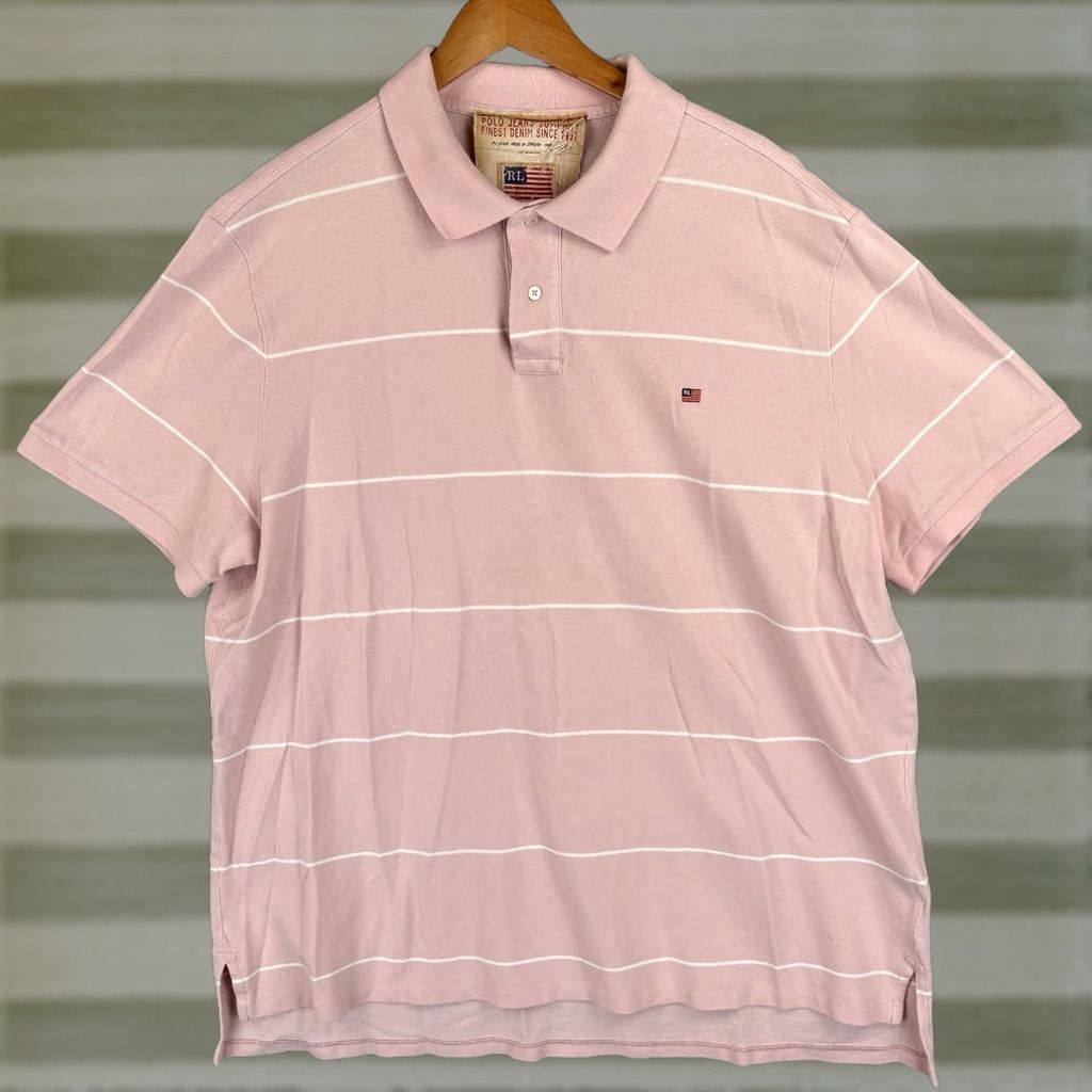Vintage VINTAGE Polo Jeans Polo Shirt Mens 2XL Pink Striped Logo Button Short Sleeve Casual Travel 100% Cotton Men Regular None Mens Size US XXL / EU 58 / 5 - 1 Thumbnail