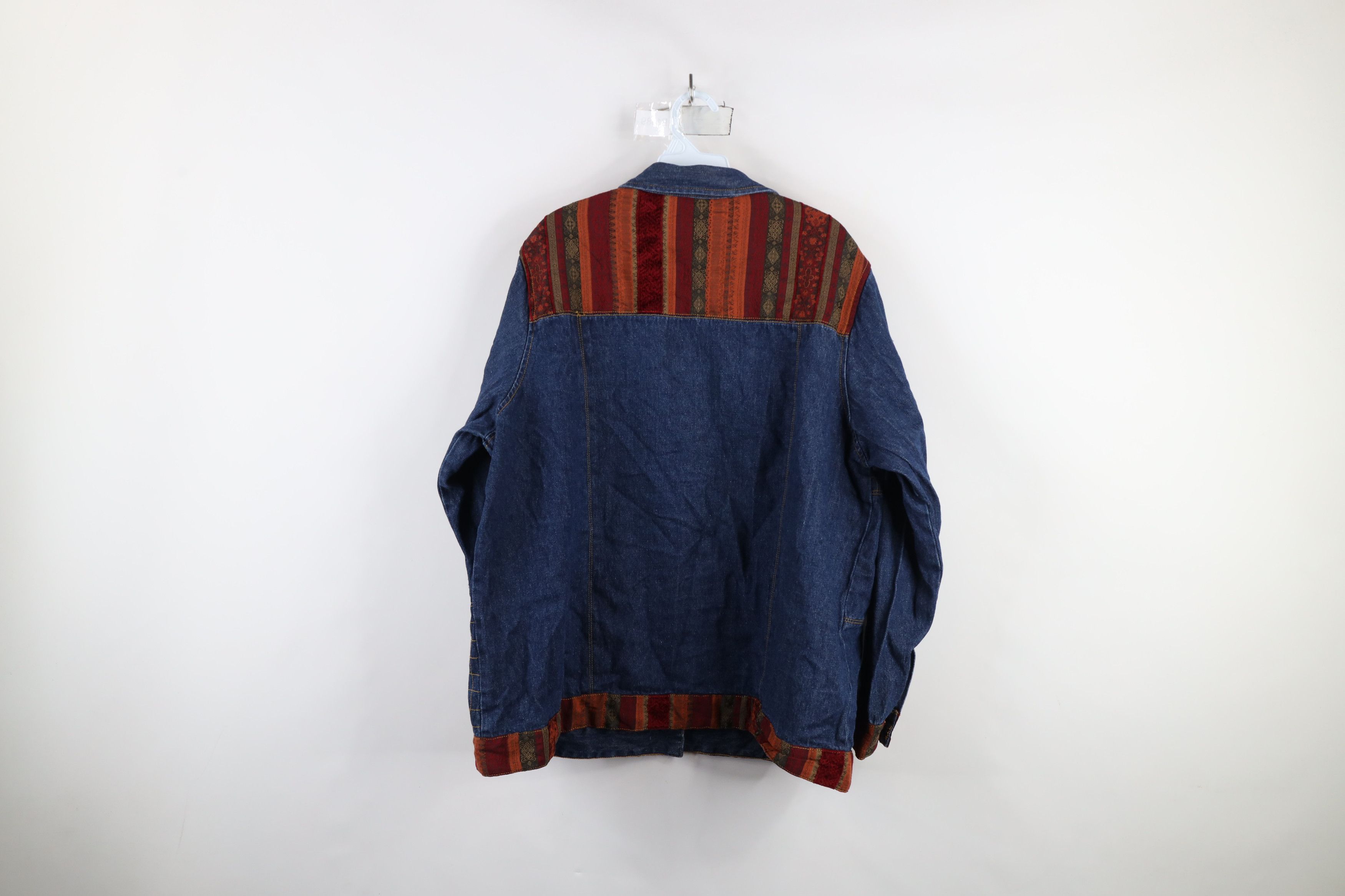 Vintage Vintage 90s Streetwear Rainbow Patchwork Denim Button Jacket Size XL / US 12-14 / IT 48-50 - 13 Thumbnail