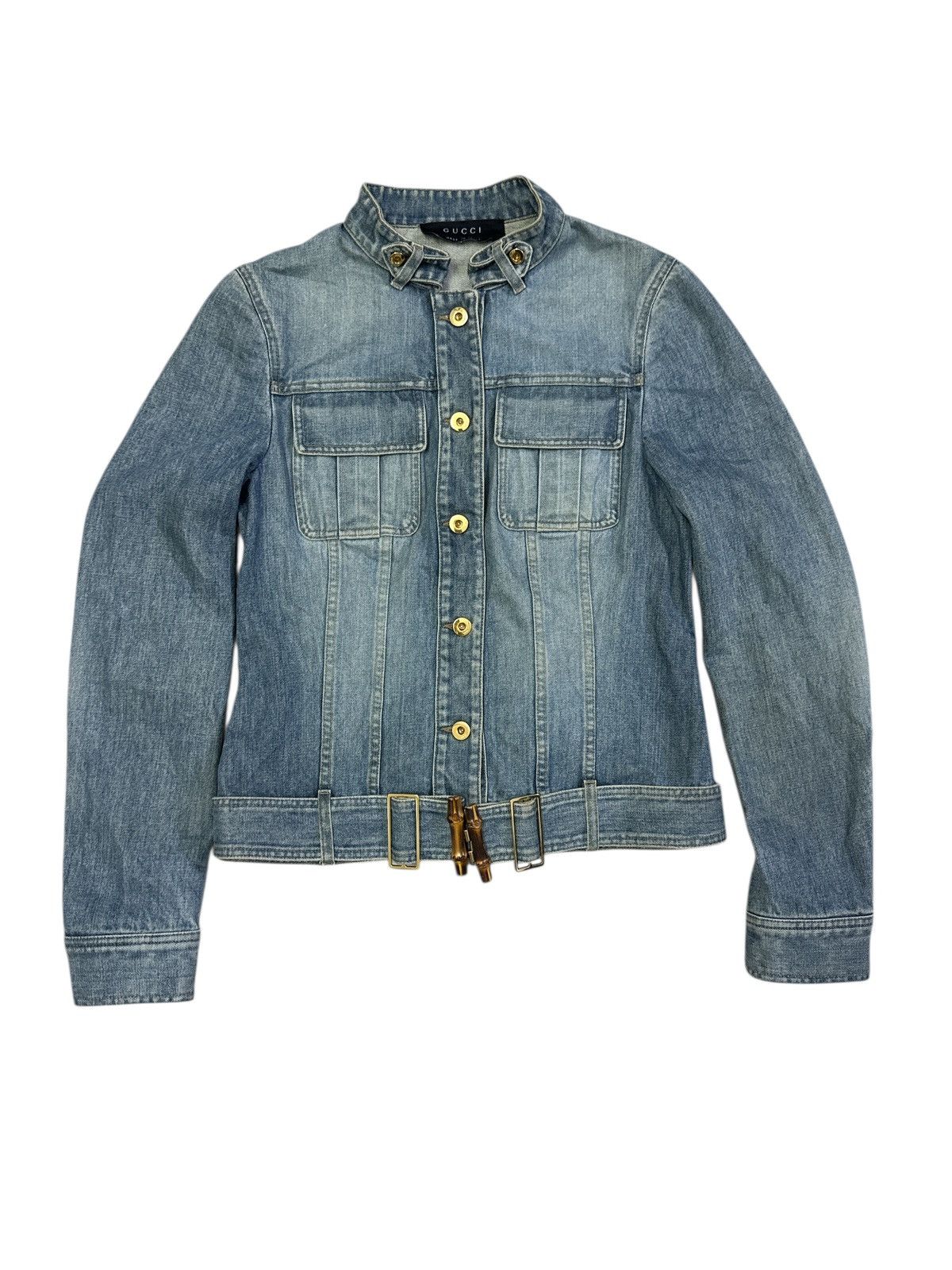 Gucci VINTAGE 2004 GUCCI X TOM FORD BAMBOO BELT DENIM JACKET Size M / US 6-8 / IT 42-44 - 1 Thumbnail