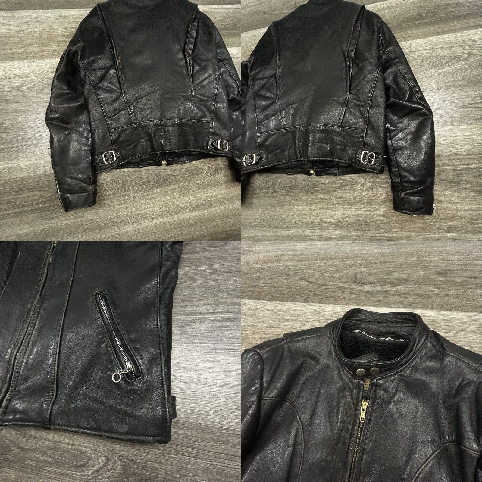 Ben Sherman VINTAGE Bermans Leather Jacket Mens 38 Medium Black Motorcycle Biker Size US XXS / EU 40 - 8 Thumbnail