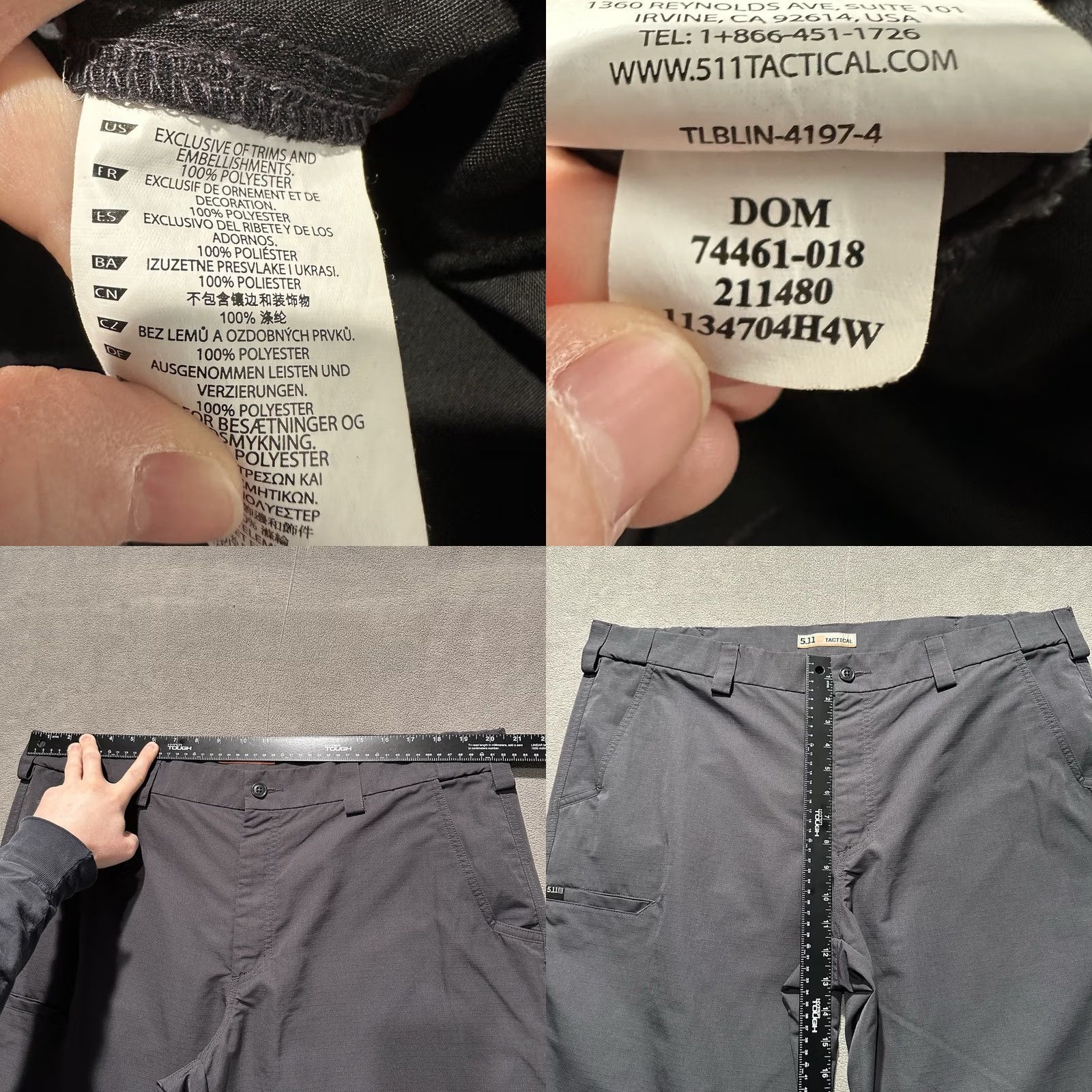Vintage 5.11 Tactical Pants Mens Gray Ripstop 40x34 (Fits 41x33) FAST-TAC URBAN 74461 Workwear Size US 40 / EU 56 - 8 Thumbnail
