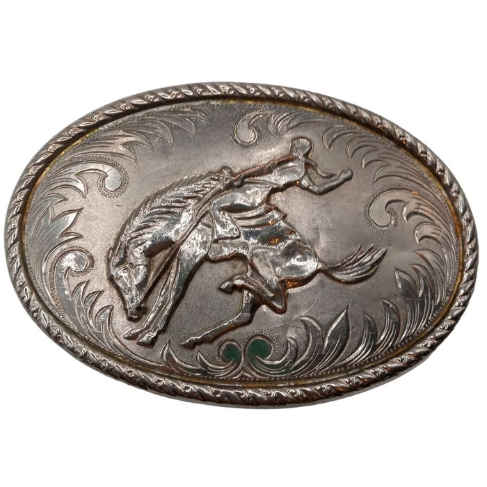 Vintage Vintage Saddle Bronc Belt Buckle Rider Horse Rodeo Western ...