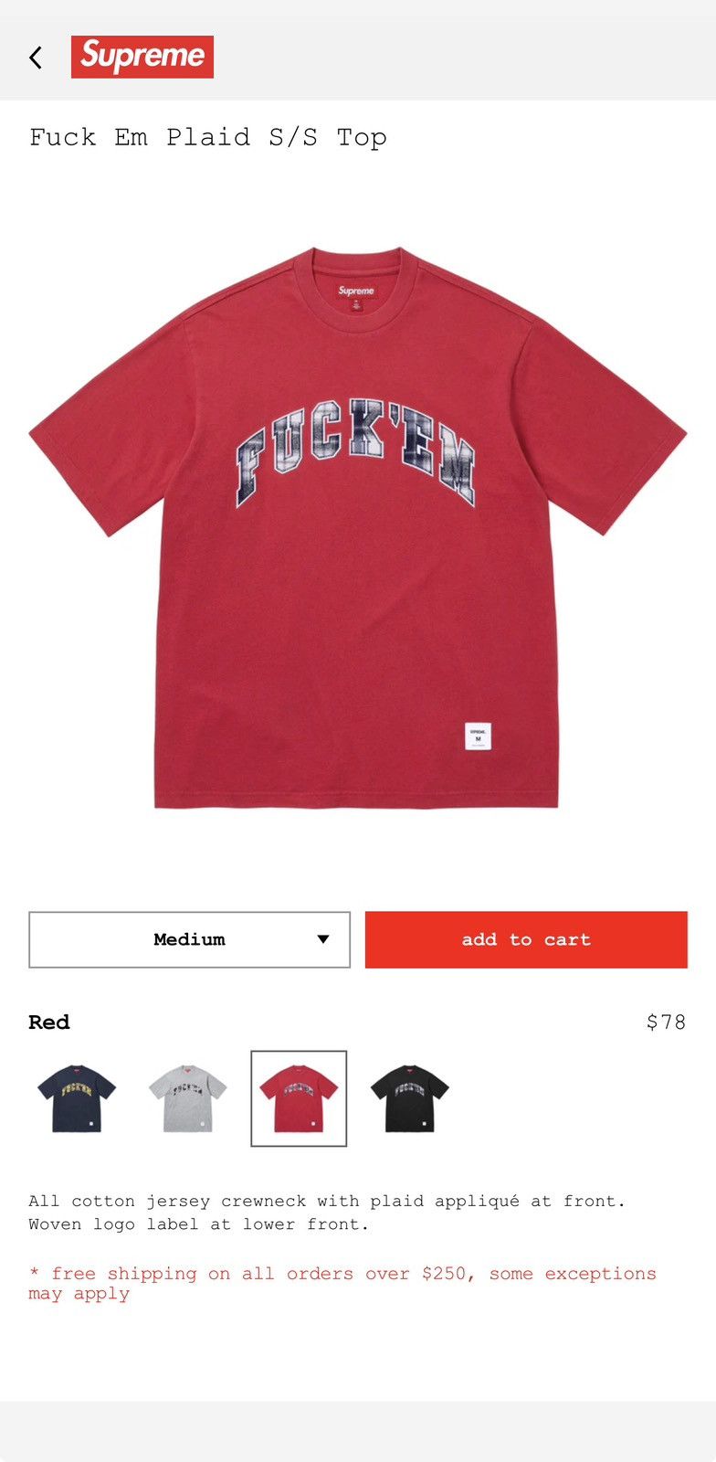 Supreme Supreme Fuck Em Plaid Shirt Size US M / EU 48-50 / 2 - 1 Thumbnail