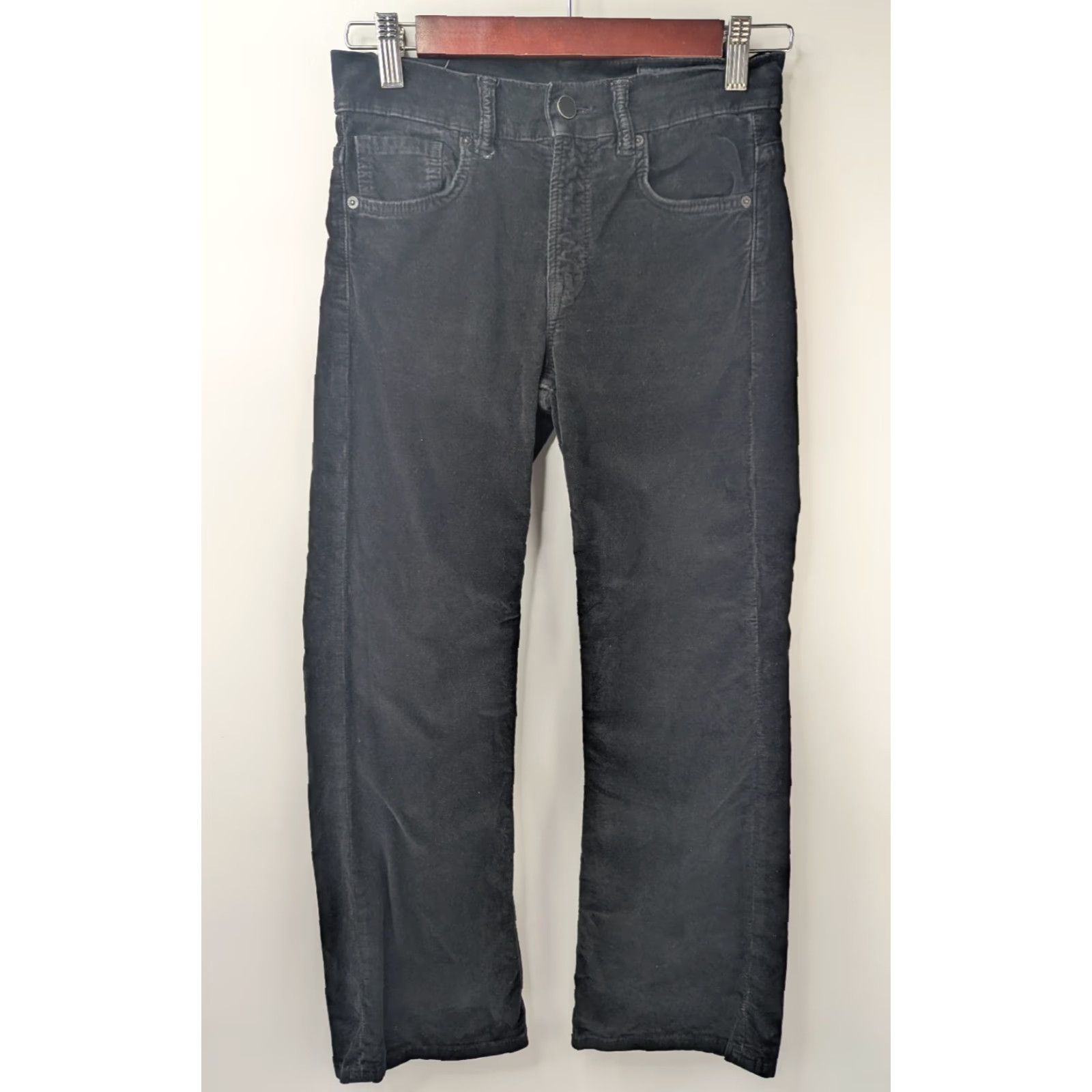 Allsaints VINTAGE AllSaints Jeans 25 Black Velvet Cropped 90s Y2K 2000s Womens Premium Fit Regular Cropped Velvet Jeans Size 42" / US 20 - 2 Thumbnail