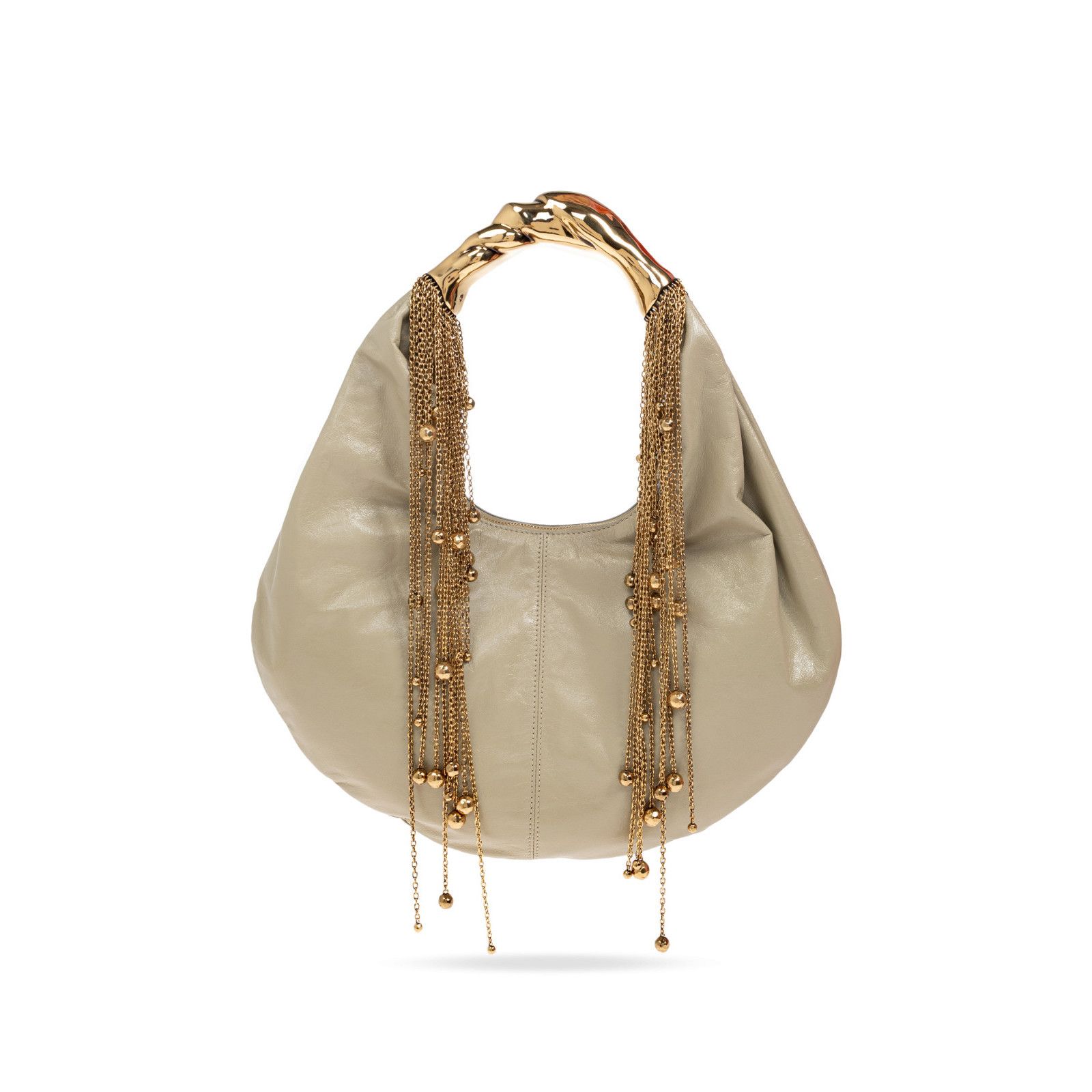 Chloe Hobo Gray Shiny Leather Shoulder Bag New & Authentic