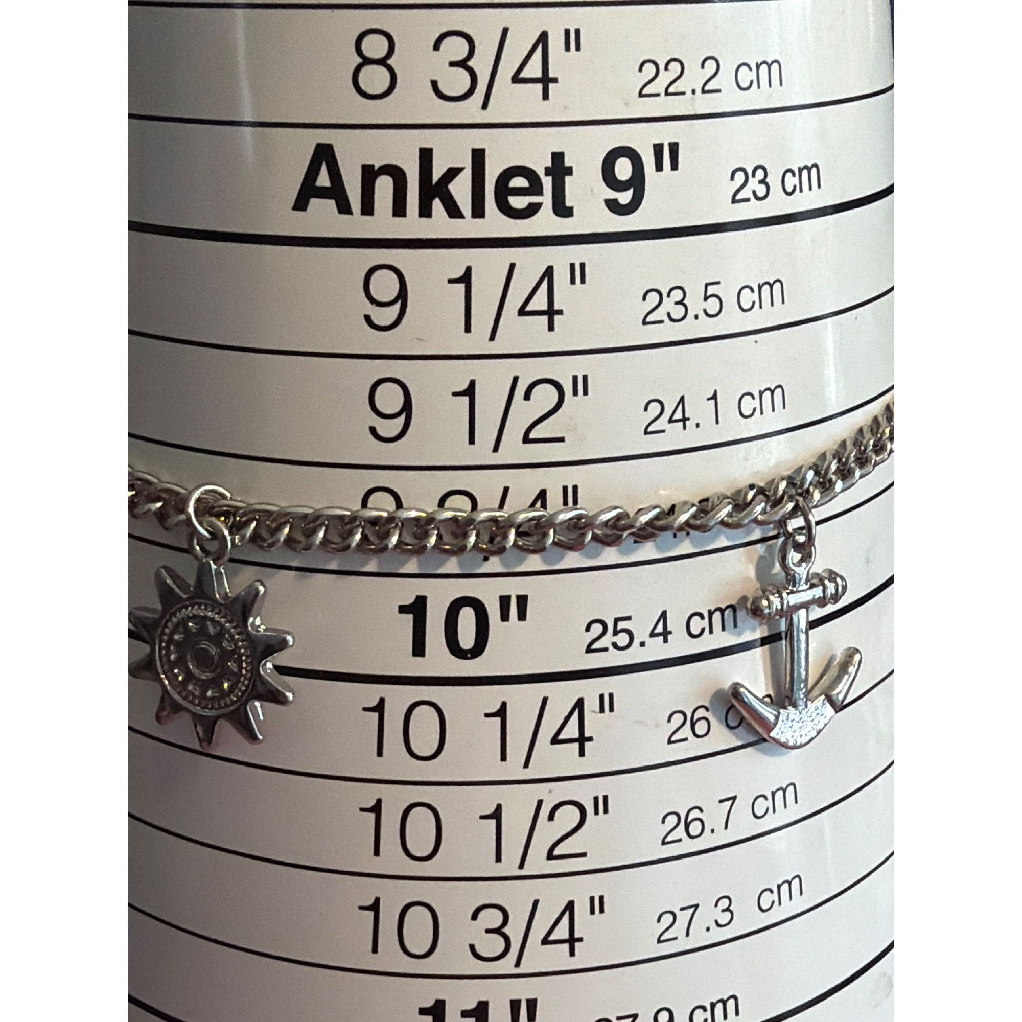 Other Silver Tone Charm Anklet Sun Moon Anchor Adj 11.75" Chain Li Size ONE SIZE - 5 Thumbnail