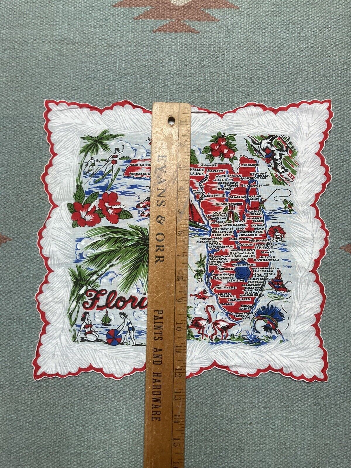 Vintage 1950s Florida souvenir hanky handkerchief bandana pre Disney Size ONE SIZE - 6 Thumbnail