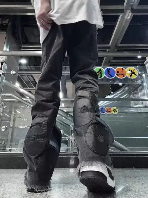Japanese Brand × Jean Vintage black patch micro-flare jeans Size US 32 / EU 48 - 1 Thumbnail