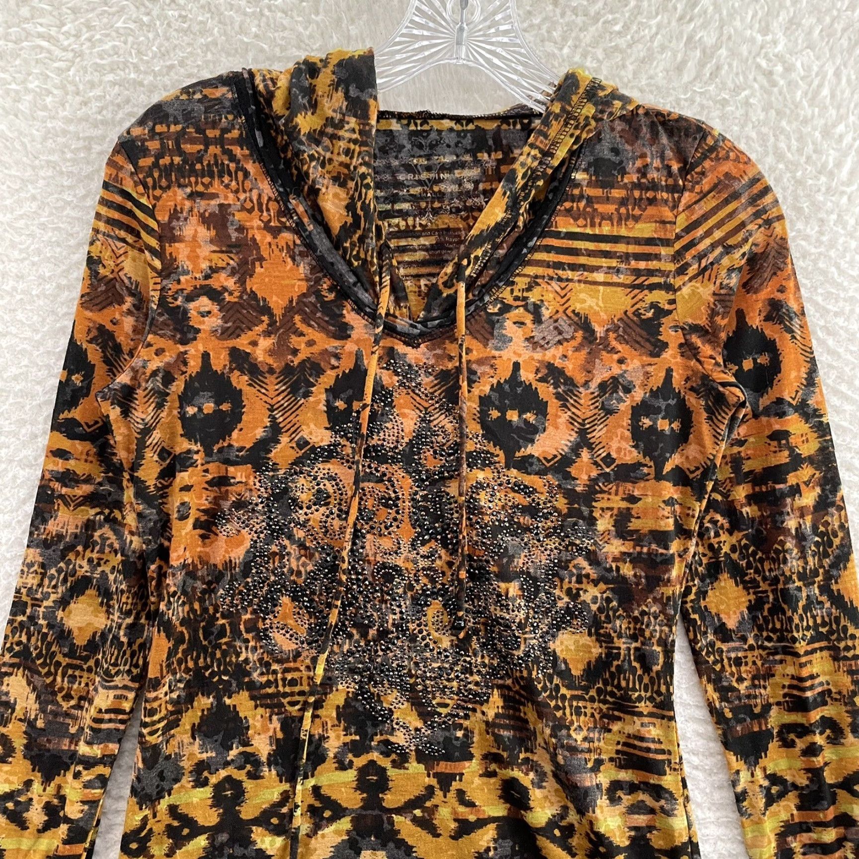 Vintage VINTAGE Y2K Hoodie Sweater Top Shirt Orange Boho Fairy Grunge Womens S/M Size S / US 4 / IT 40 - 3 Thumbnail