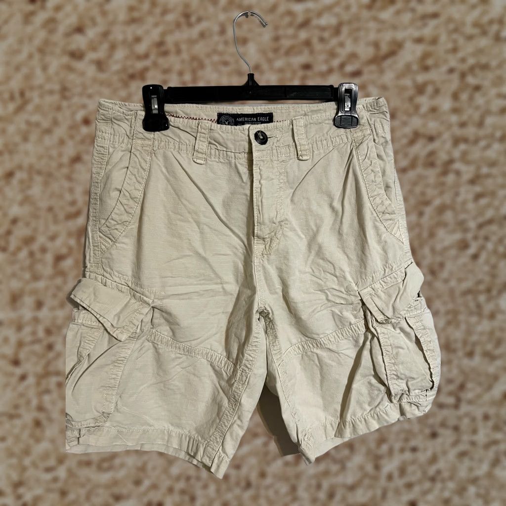 American Eagle Outfitters American Eagle Cargo Shorts Men's 30 Khaki Ripstop Military Classic Size US 31 - 1 Thumbnail