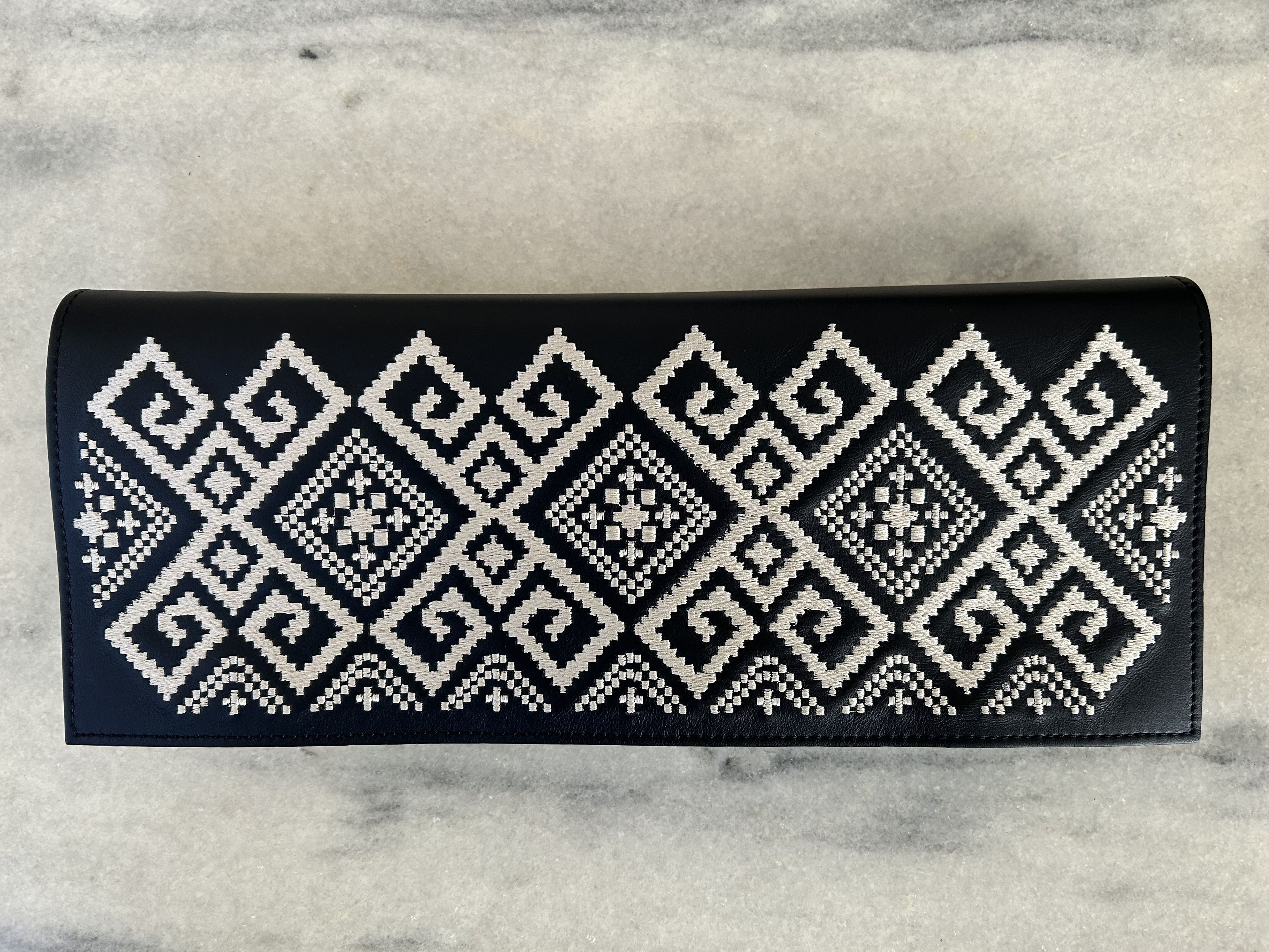 Handmade Leather Clutch Artisan Handmade Romania Iutta Embroidered Size ONE SIZE - 1 Thumbnail