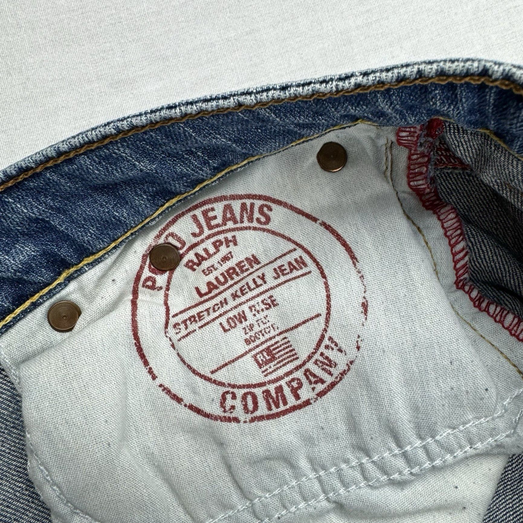 Polo Ralph Lauren VINTAGE Polo Jeans Company Jeans Womens 10 Blue Stretch Kelly Y2K Hipster Punk Bootcut Jeans Womens Size 32" / US 10 / IT 46 - 7 Thumbnail