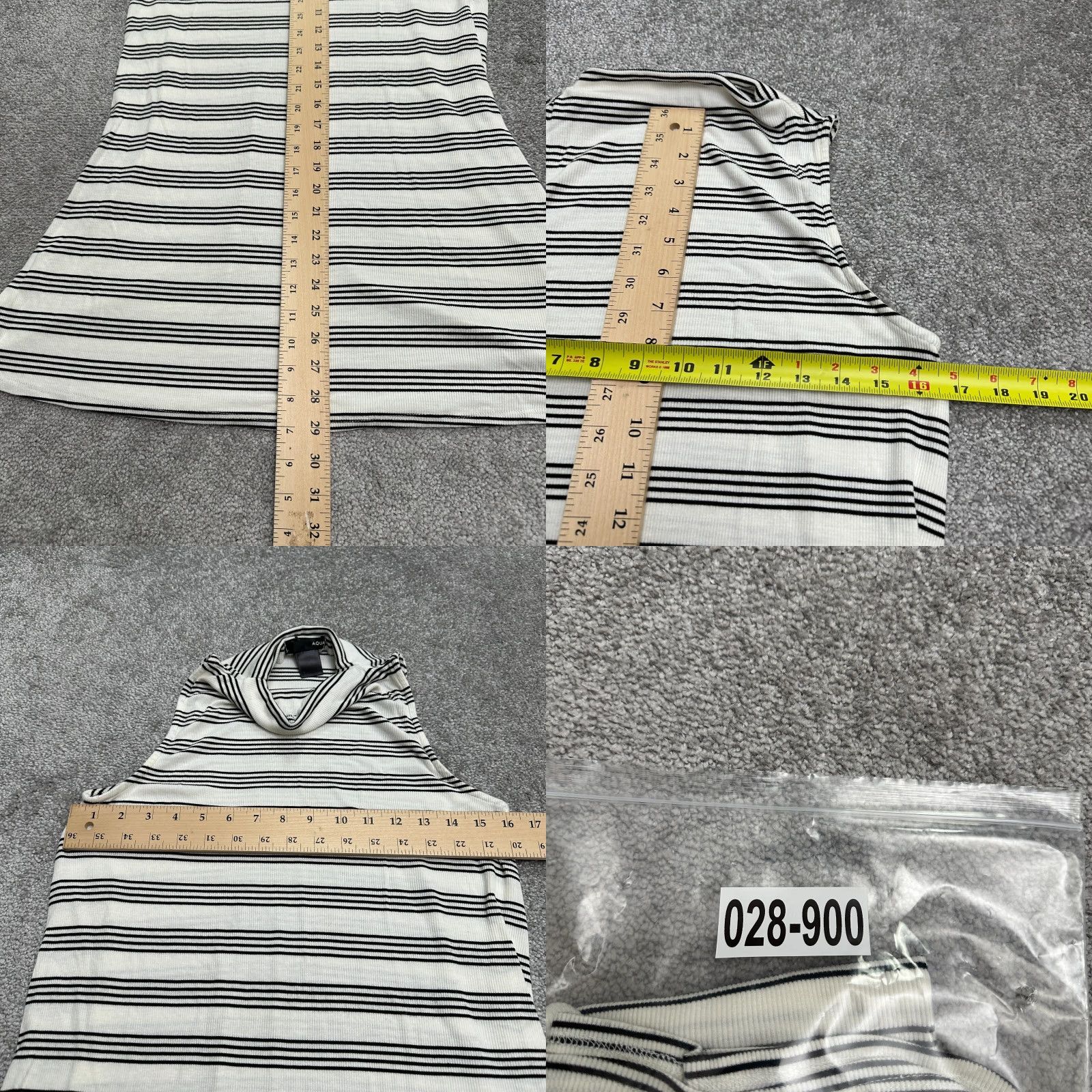 AQUA Aqua Midi A-Line Knit Dress Womens Small White Black Striped Sleeveless Mock Neck Casual Travel Summer Lightweight Size S / US 4 / IT 40 - 8 Thumbnail