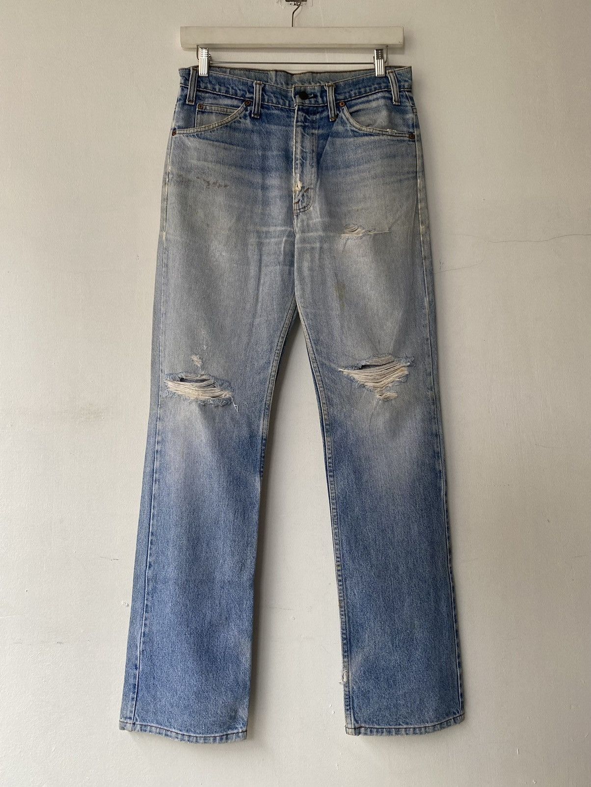 Levi's DISTRESSED 1980s Levi’s 517 Bootcut Washed Blue Jeans Size US 33 - 2 Thumbnail
