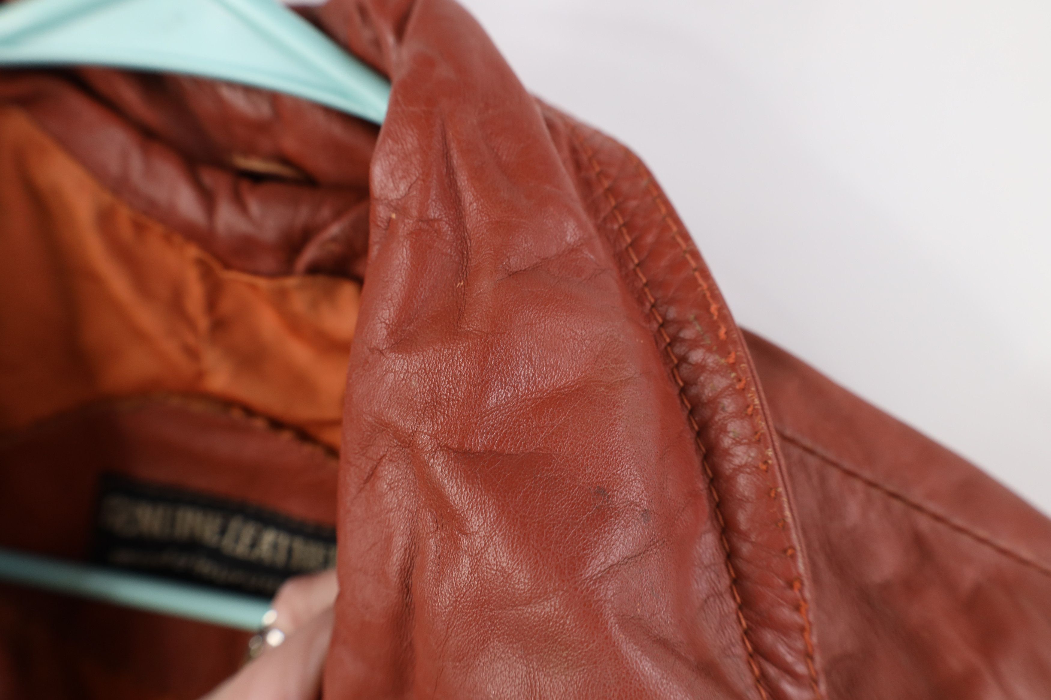 Vintage Vintage 70s Streetwear Western Collared Leather Jacket Coat Size XXL / US 16-18 / IT 52-54 - 7 Thumbnail
