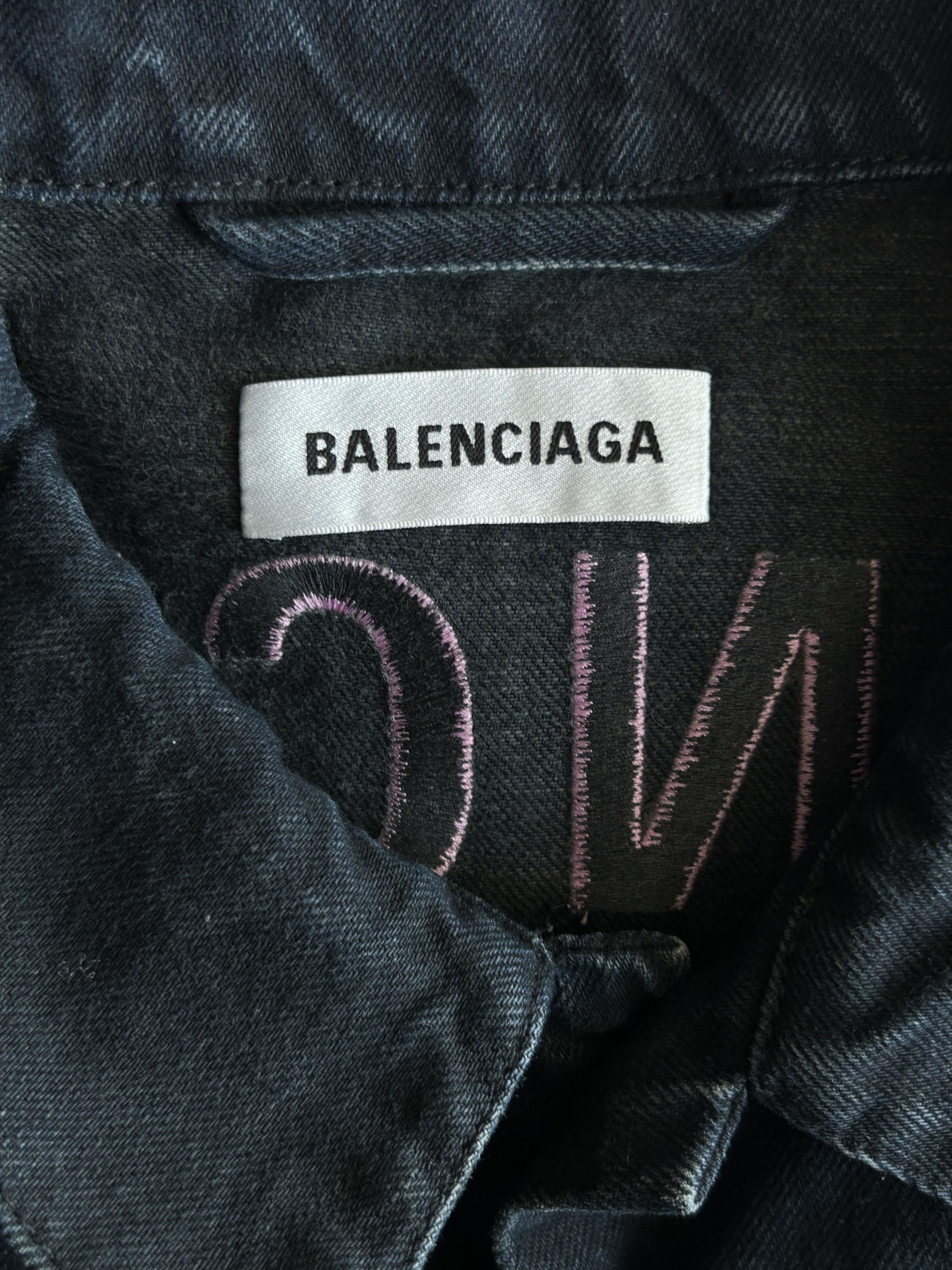 Balenciaga Balenciaga Dark Blue & Pink Logo Women's Denim Jacket Size M / US 6-8 / IT 42-44 - 3 Thumbnail