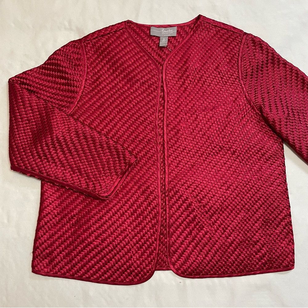 Chicos New Chico's Travelers Open Front Weave Red Jacket Size 3 US Size XL / US 12-14 / IT 48-50 - 4 Thumbnail